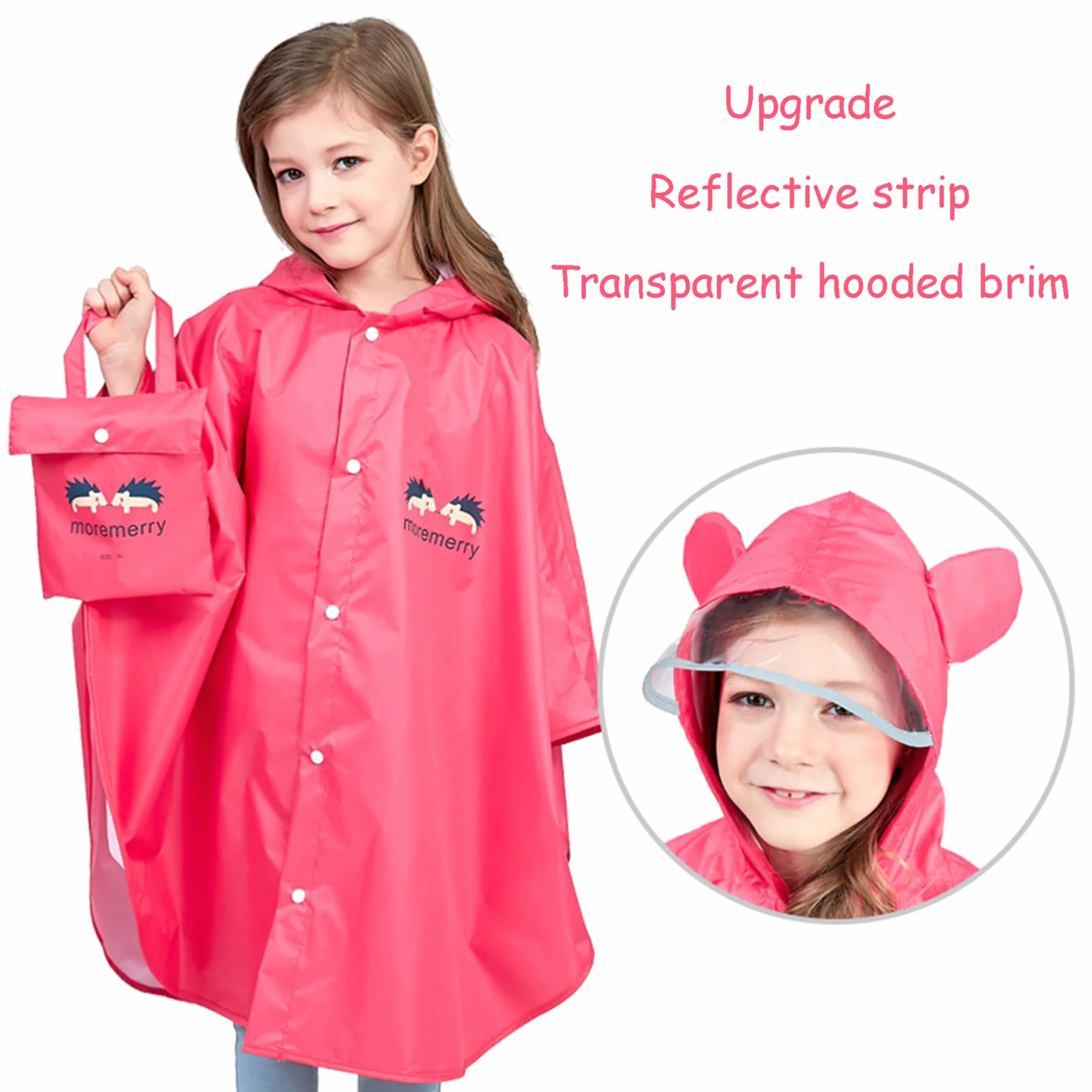 Chubasquero Niño Niña Poncho Impermeable Capa de Lluvia Niño Plegable Portátil con Bolsa Poncho Infantil Lluvia Chubasquero 100% Impermeable y Transpirable para Niños de 75-155 cm