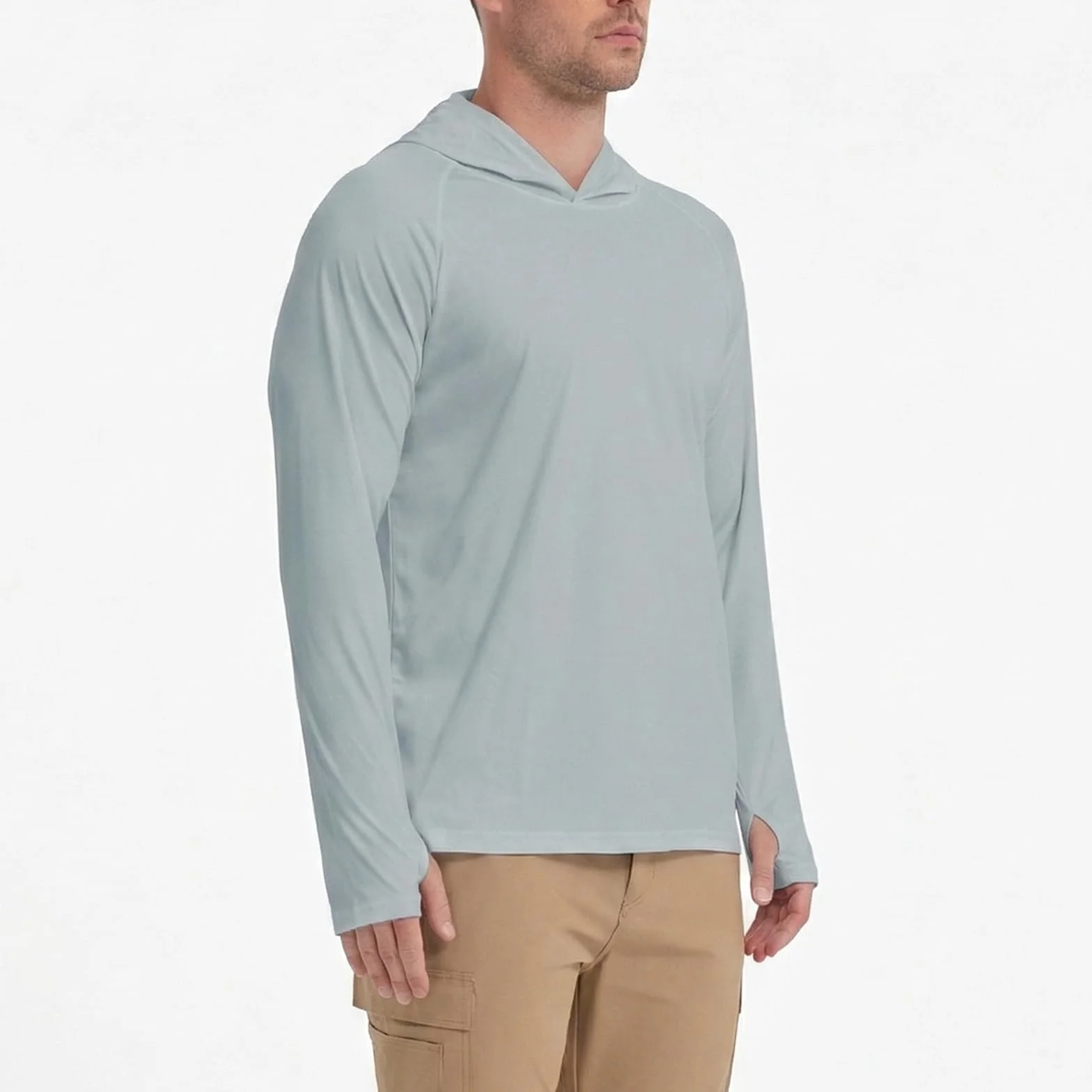 HYCOPROT Camiseta UV Hombre Camisa de Manga Larga con Capucha UPF 50+ Protección Solar Camisetas Secado Deportivas Rashguard Rápido Transpirable Rash Guard para Exteriores Natación Pesca Verano