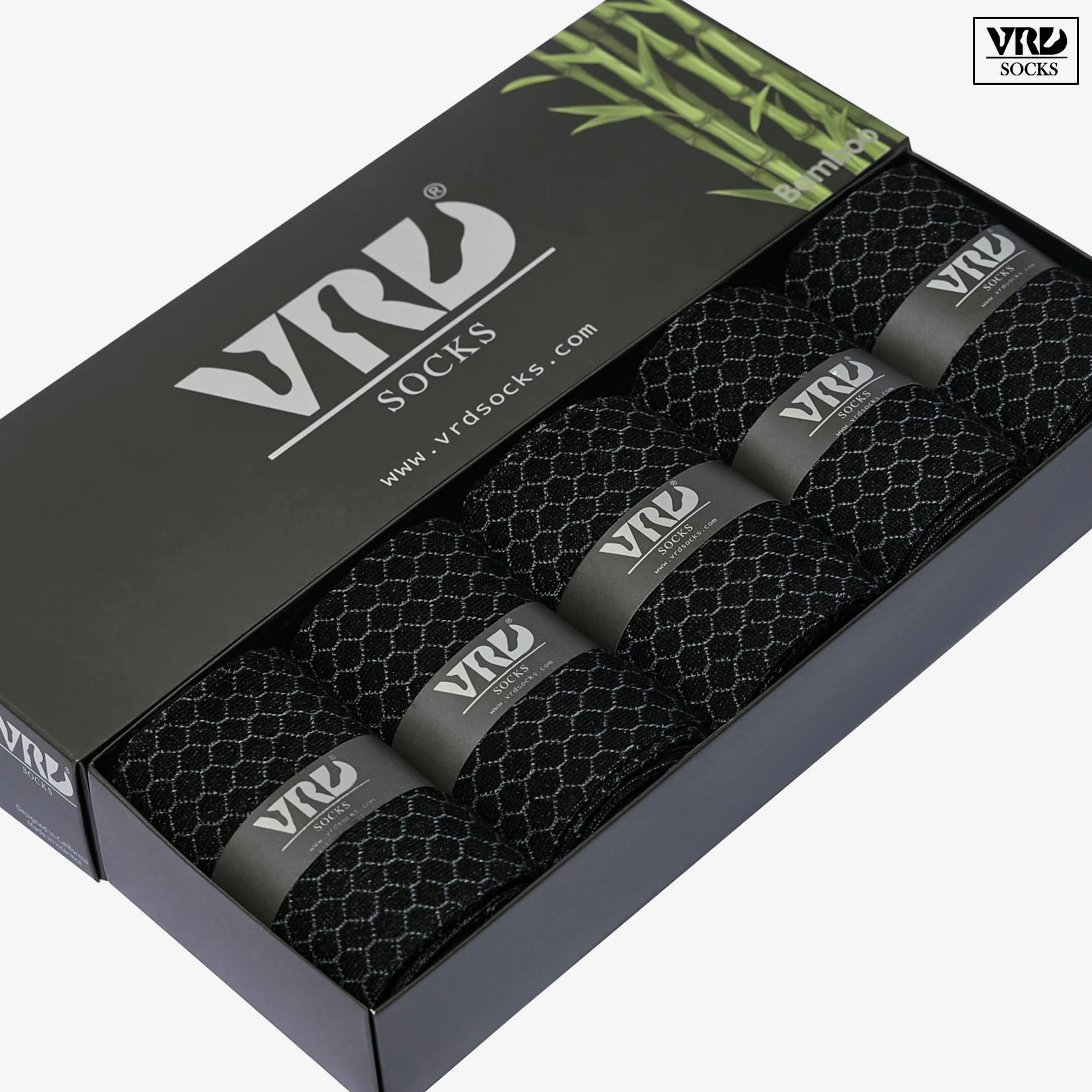 VRD - Calcetines de vestir para hombre, paquete de 5 calcetines de bambú para hombre, longitud a media pantorrilla, calcetines de regalo para hombre, talla 8-13