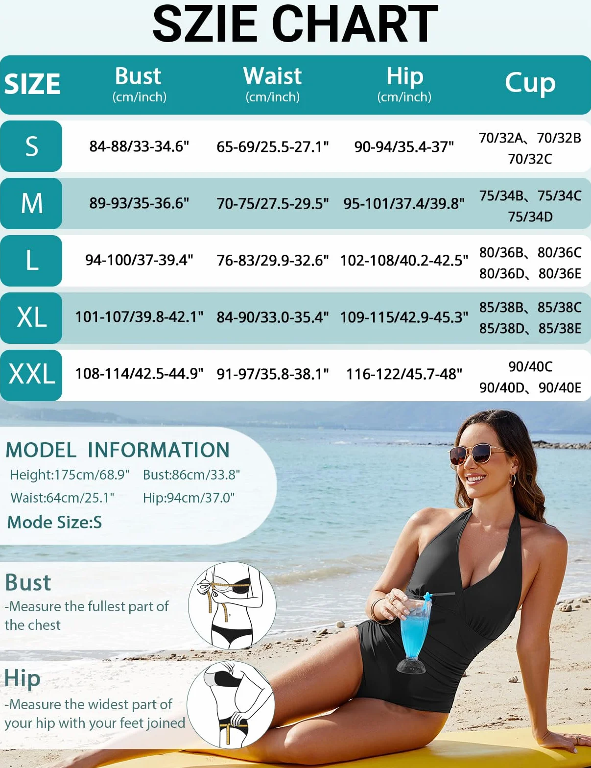 CMTOP Bañadores Mujer Reductores Push Up Acolchado Traje de Baño Una Pieza Cuello en V Vientre Plano Ropa de Playa Control de Abdomen Monokini Fruncido Trajes Baño 1 Pieza con Aros