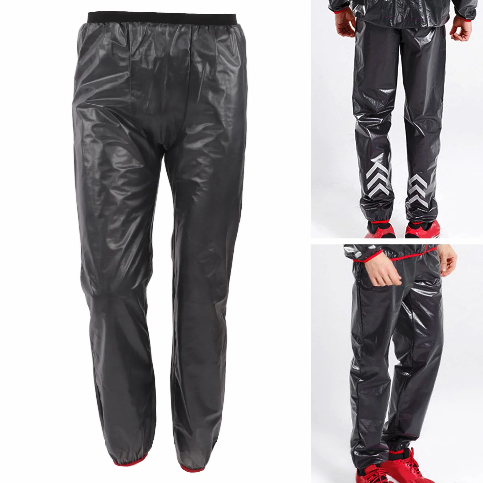 Pantalones de Lluvia Reflectantes Impermeables Gris Oscuro para Ciclismo