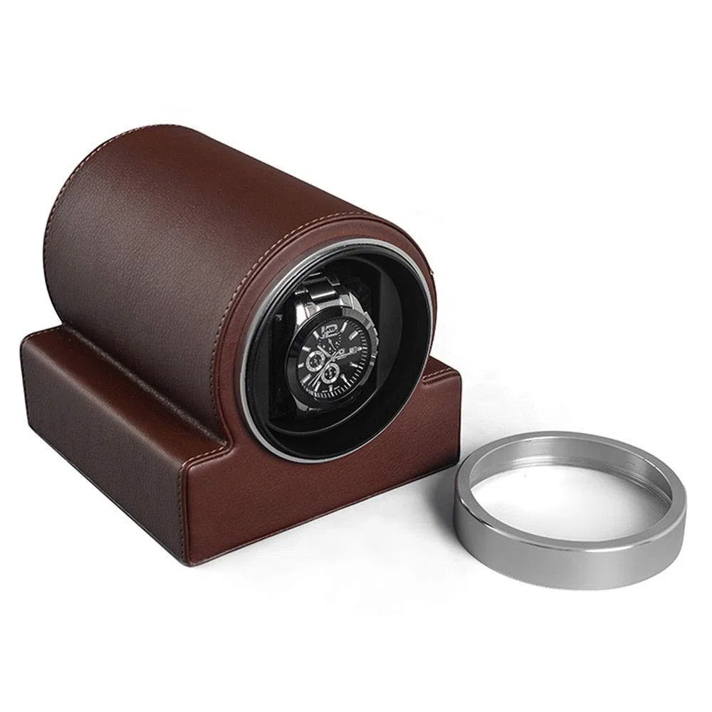 Bobinadora de Reloj, bobinadora automática de Reloj mecánico, Caja de Almacenamiento de Reloj de Mesa única de Gama Alta, agitador de Reloj de Cuero PU