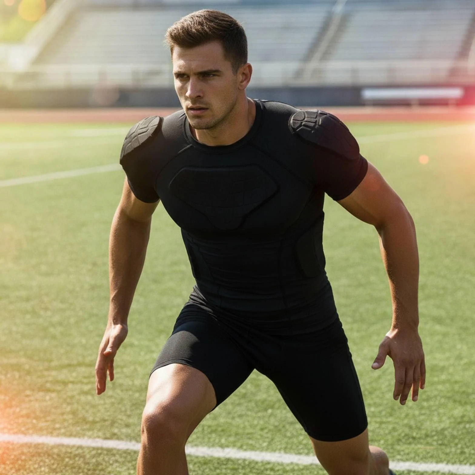 kowaku Camiseta Compresión Acolchada Ligera Camiseta con Protección Acolchada Gruesa Indumentaria Deportiva para Deportistas