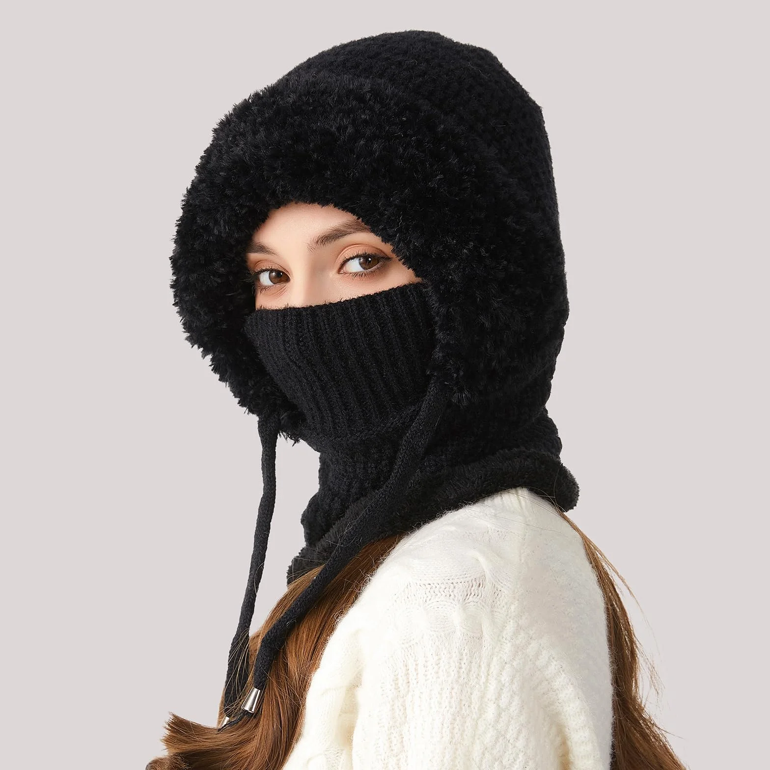 TAGVO Pasamontañas Invierno para Mujer, Pasamontañas Termico Capucha Polar Balaclava Multifuncional para Clima Frío Esquí al Aire Libre Montaña Senderismo