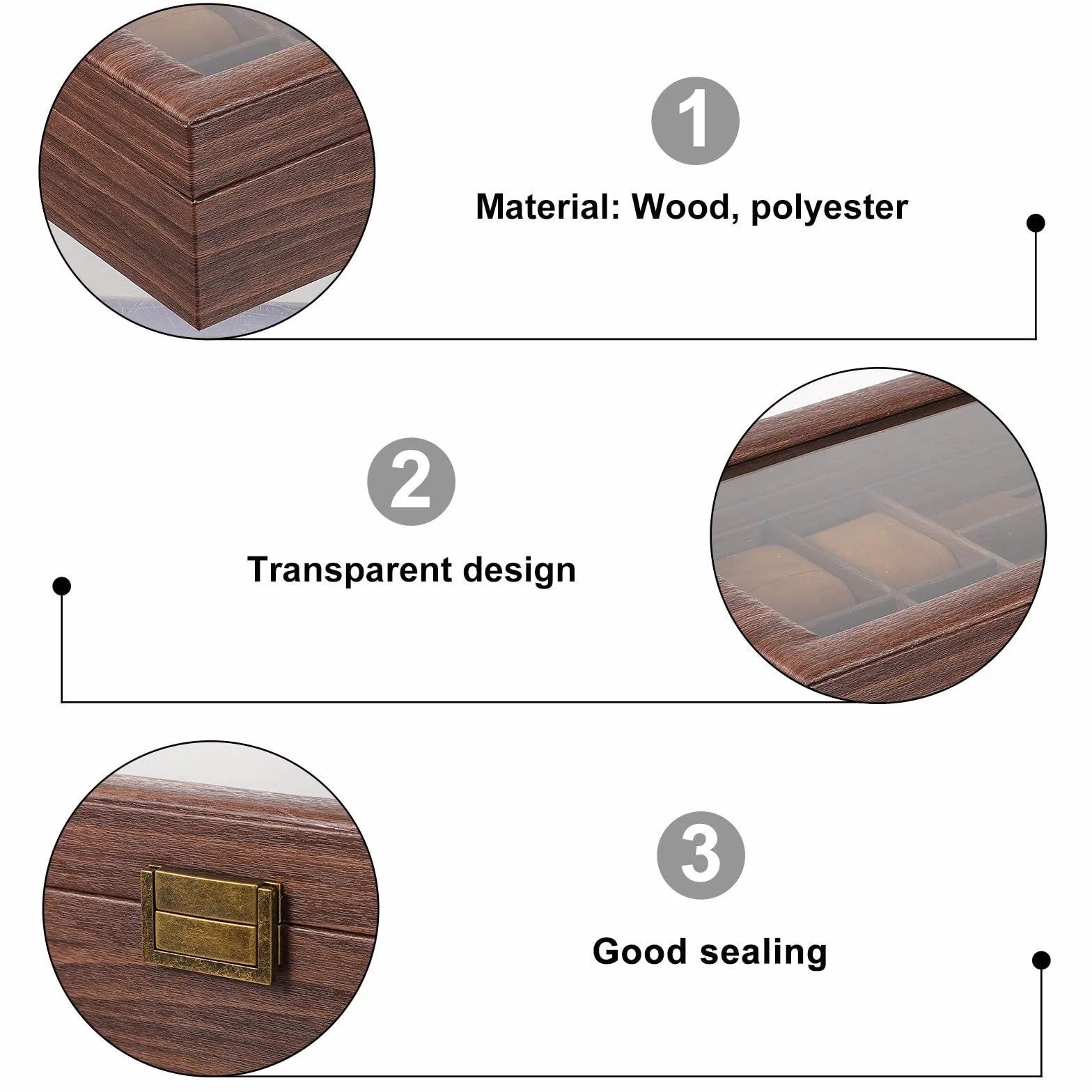 UKCOCO Caja de Madera para Relojes y Gafas Organizador con Compartimentos para Relojes y Gafas Diseño Retro y Funcional para Exhibición y Almacenamiento Seguro