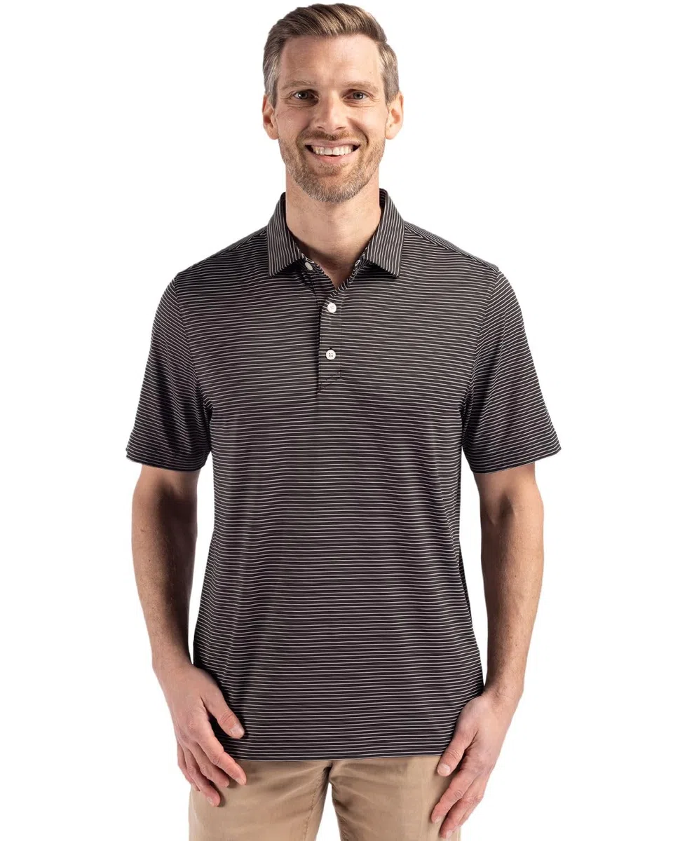 Cutter & Buck Forge Eco Fine Line Stripe Stretch Recycled Mens Polo Forge Eco - Polo para Hombre con Rayas Finas y recicladas Hombre