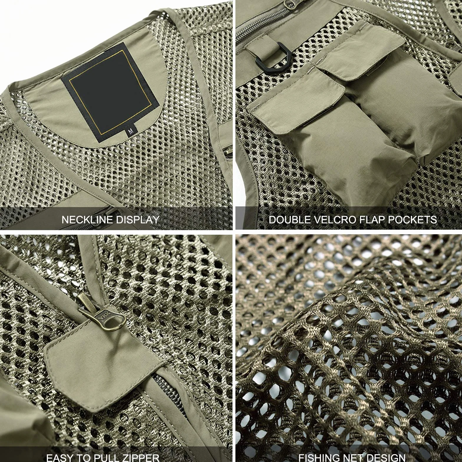 Chaleco de Pesca Tapas sin Mangas de los Hombres del Multi-Bolsillo Aire Libre Chalecos Transpirables con Tela de Malla Ligera para Viajeros, Deportes, Senderismo y Caza,Negro,3XL