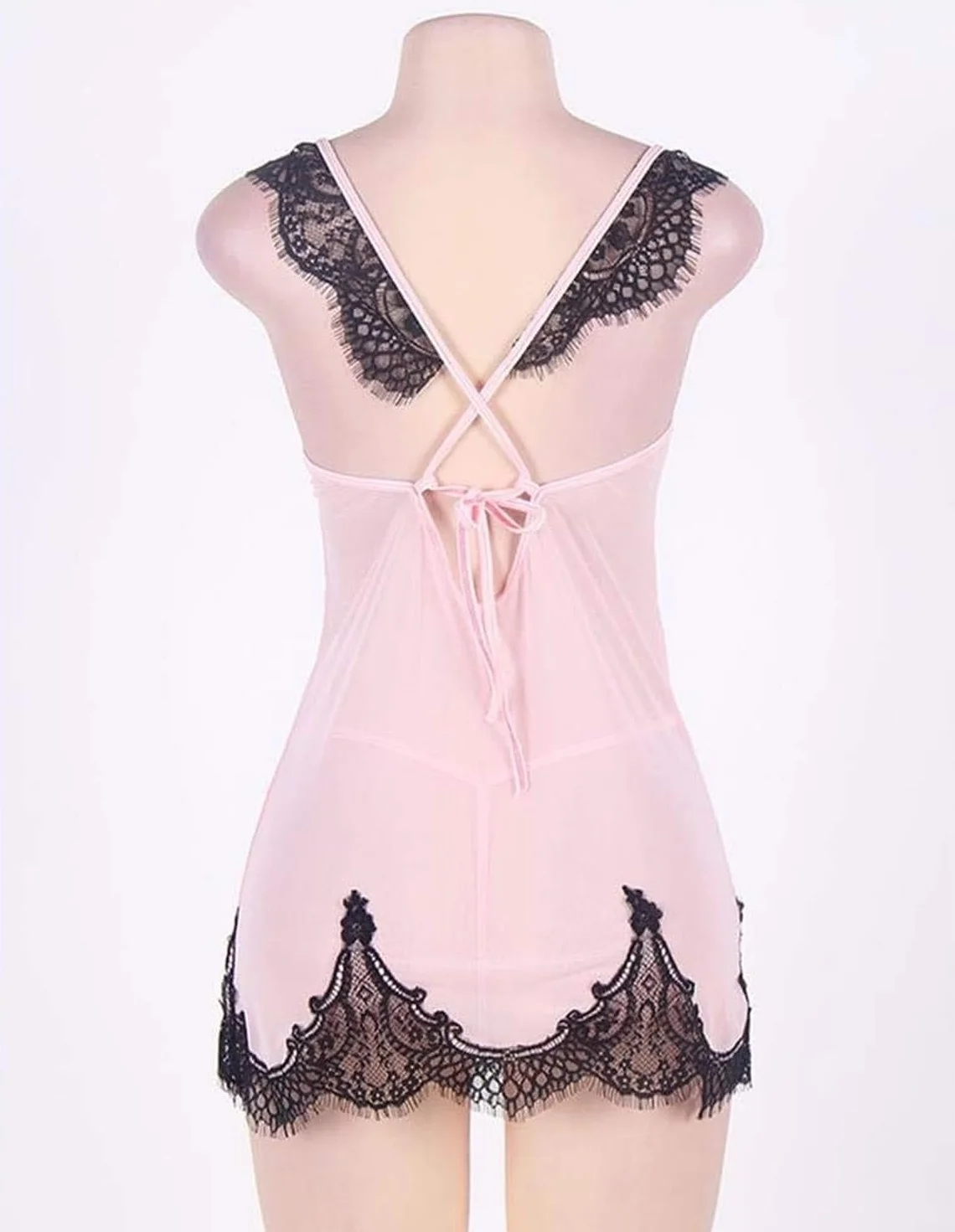 Lencería Sexy para Mujer con Tanga, Body de Encaje con Escote en V y Correas Cruzadas en la Espalda, Conjunto Erótico de Tentación para Noche Especial Talla C, D(5XL), D(5XL)