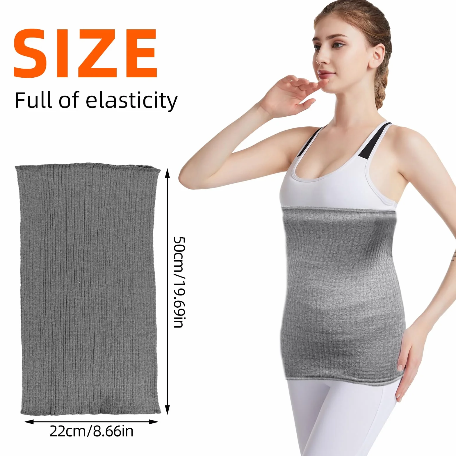 Calentadores Lumbares Elástico para Mujeres y Hombres Calentador de Cintura Suave y Fino Cinturón Térmico para Riñones (Gris Oscuro)