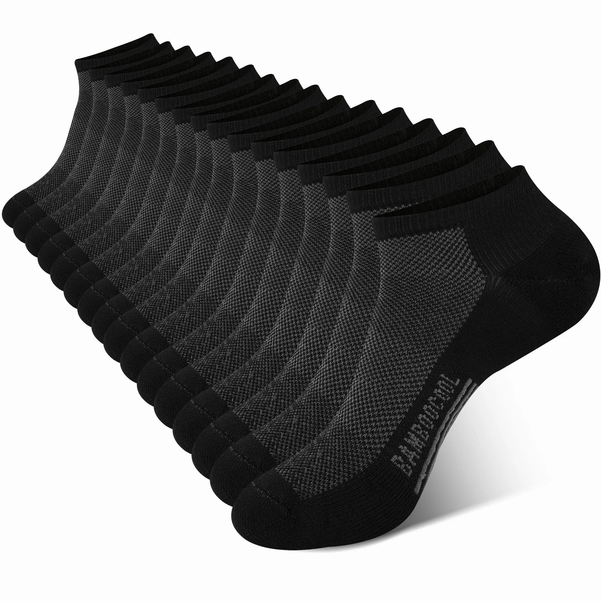 BAMBOO COOL Calcetines deportivos para hombre acolchados que absorben la humedad, de malla de corte bajo, soporte de arco, paquete de 8