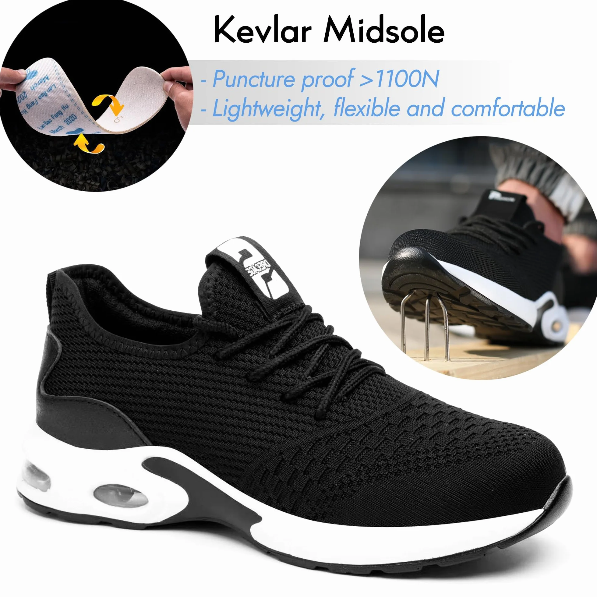 Nasogetch Zapatos de Seguridad Hombre Mujer Transpirable Antideslizante