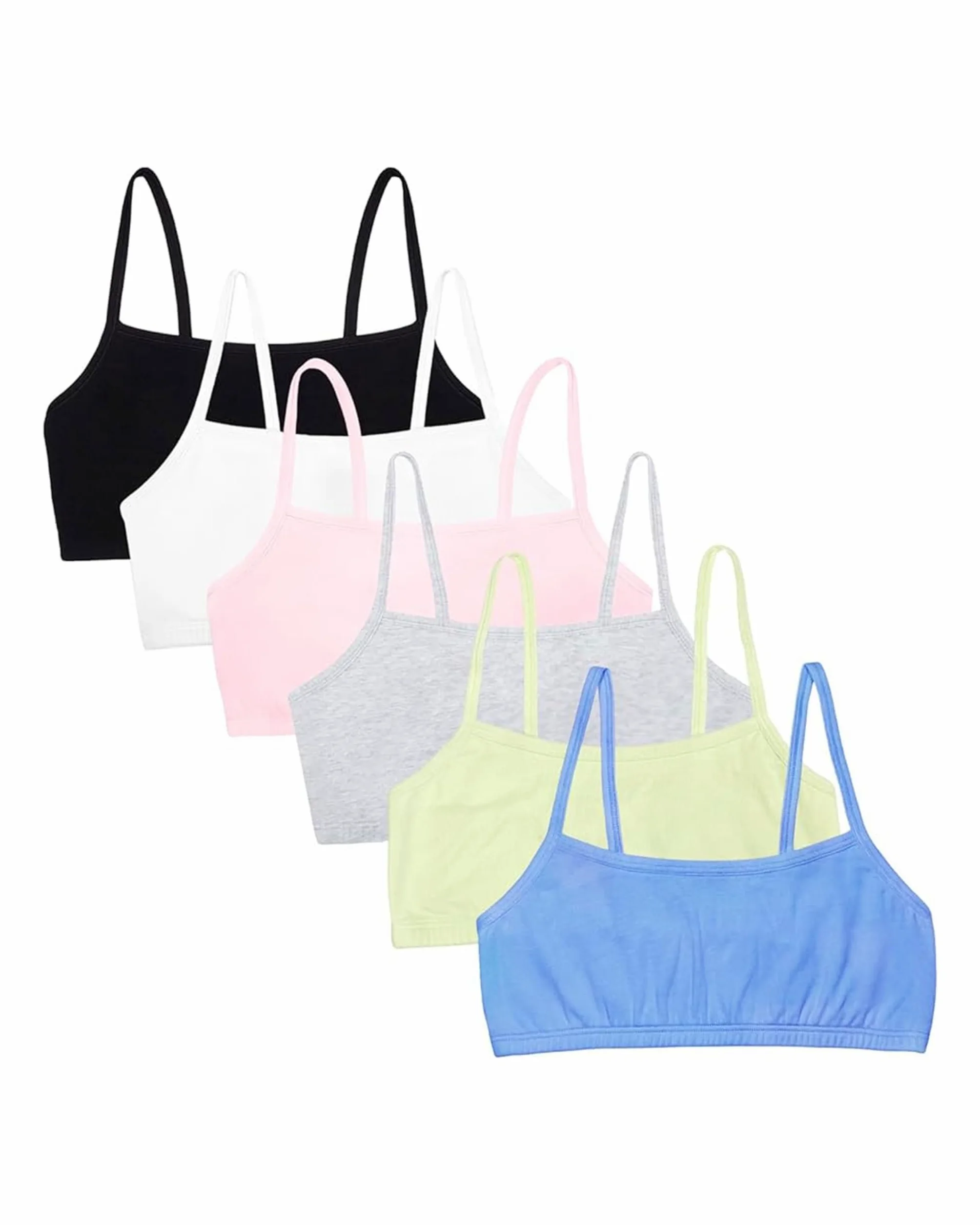 Fruit of the Loom Spaghetti Strap Cotton Pull Over Sports Bra Sujetador Deportivo Mujer (Pack de 6)