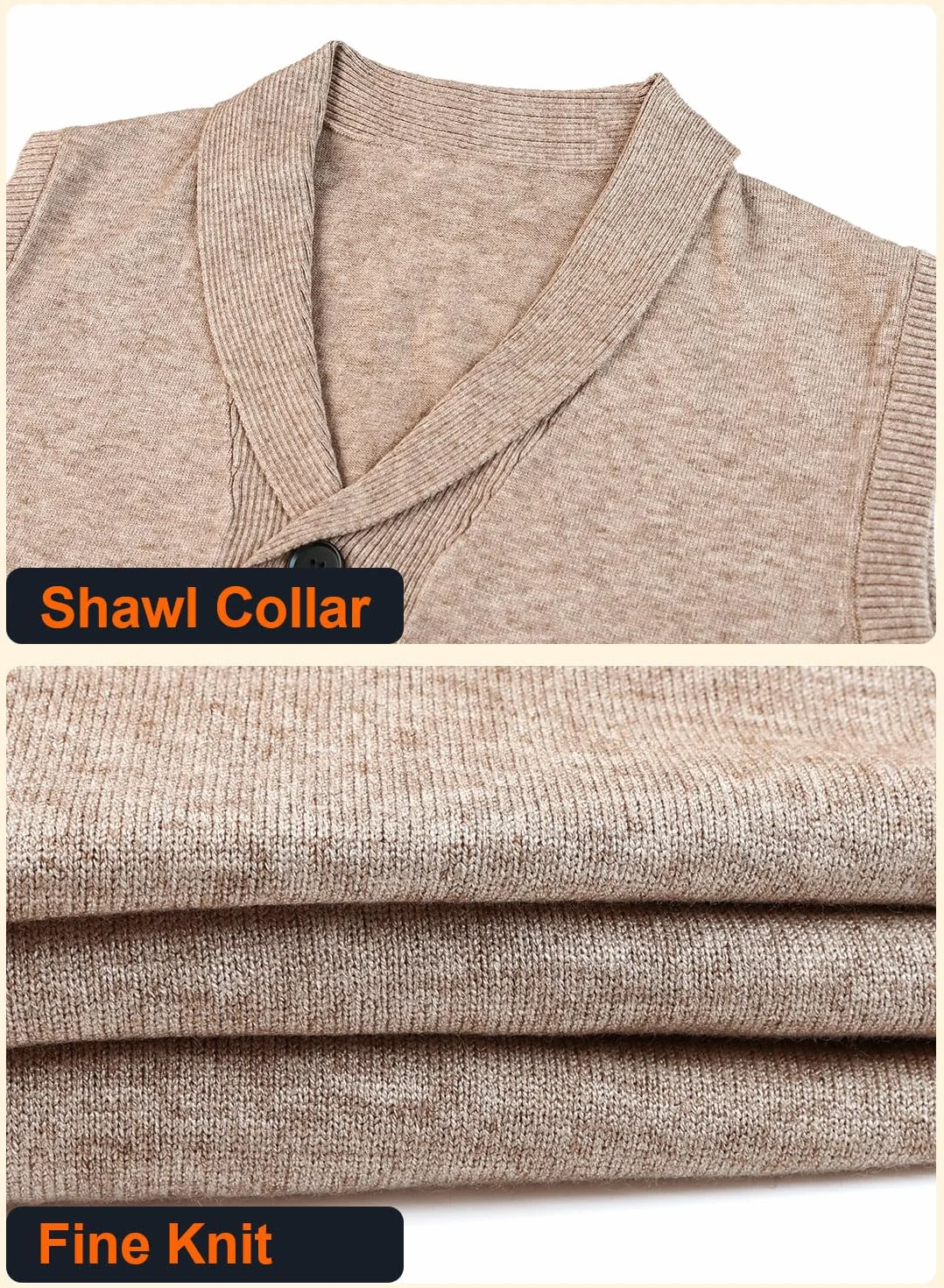 Chalecos de Punto para Hombre Jerséis sin Mangas Cárdigan con Botones