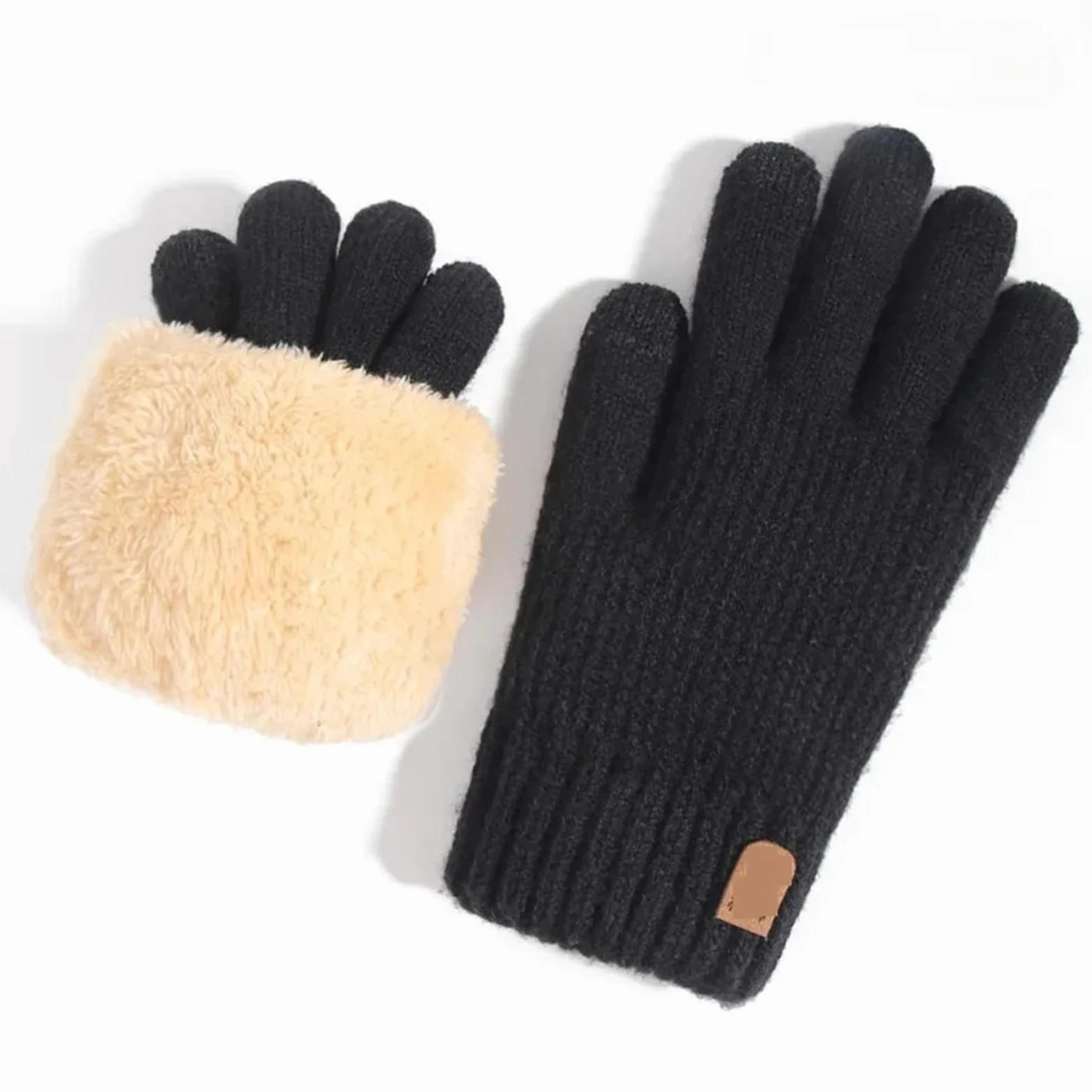 Guantes cálidos con Dedos completos for Hombre, Guantes de Invierno for Hombre y Mujer, Guantes de Punto Gruesos for Ciclismo y conducción(Dark Gray)