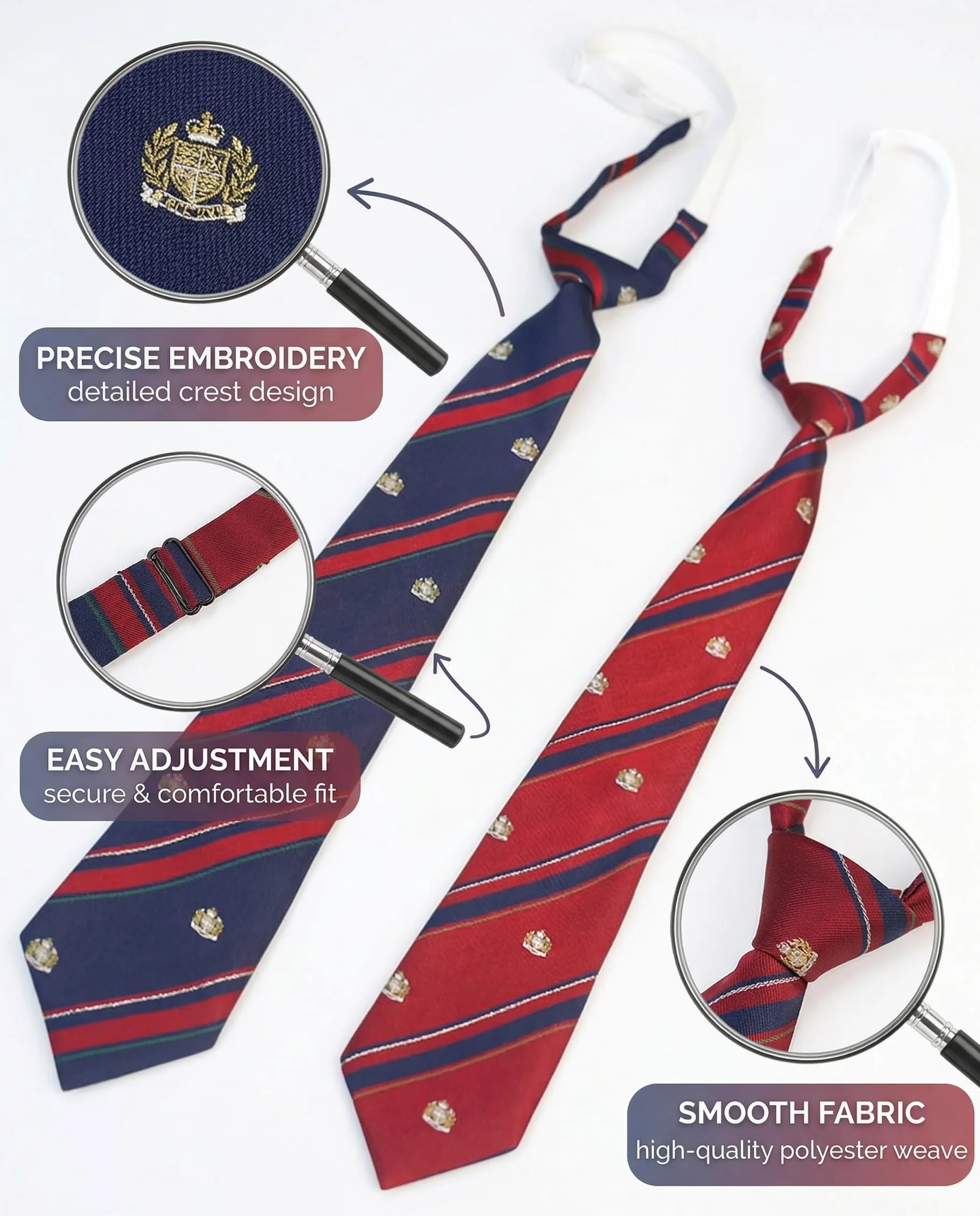2 Corbata, Patrulla Clásica, Corbata Niño, Accesorios De Ropa, Adecuados Para Ceremonias, Actuaciones, Bodas (Rojo + Azul)