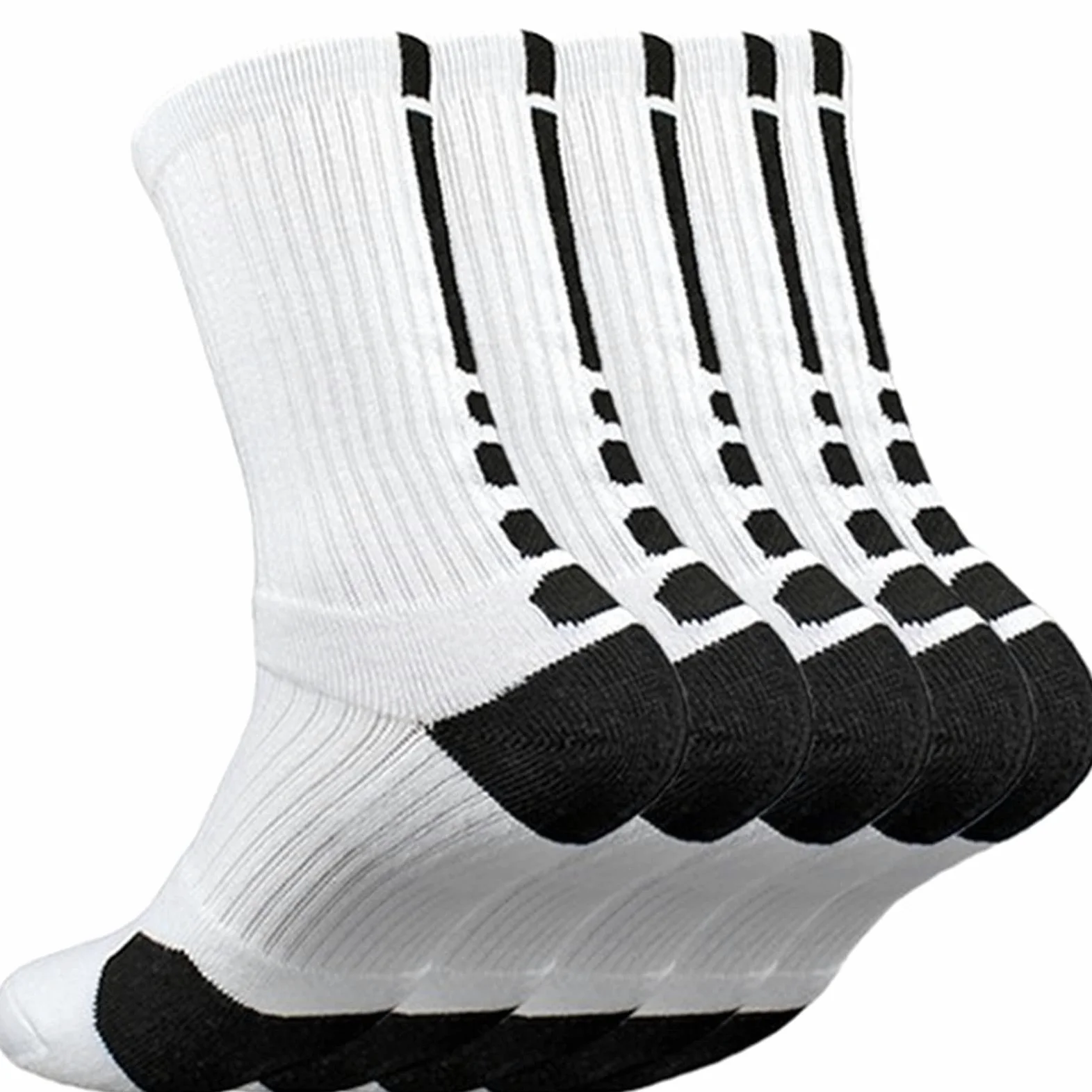 5 Pares de Hombres Deportes Calcetines con amortiguación Terry Baloncesto Ciclismo Running Senderismo Tenis Socket Ski Women Cotton Sports Socks 39-45