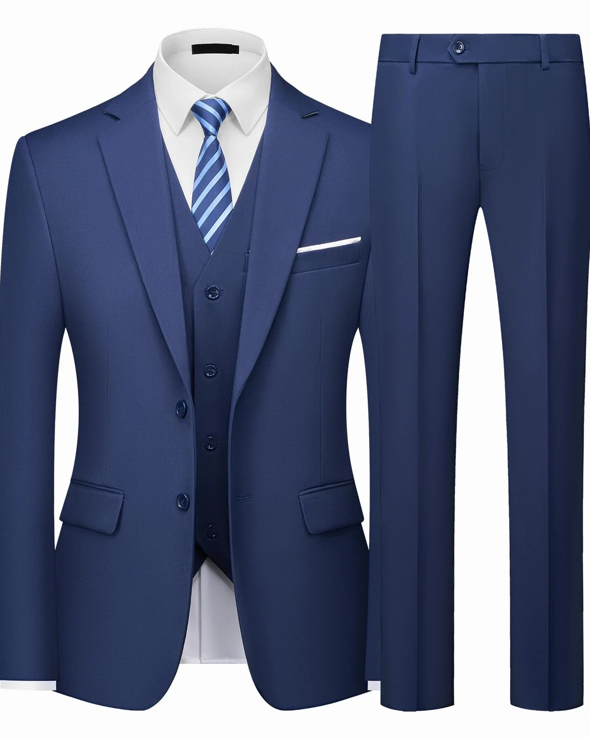Traje Hombre 3 Piezas Slim Fit 2 Botones Chaqueta Chaleco Pantalón