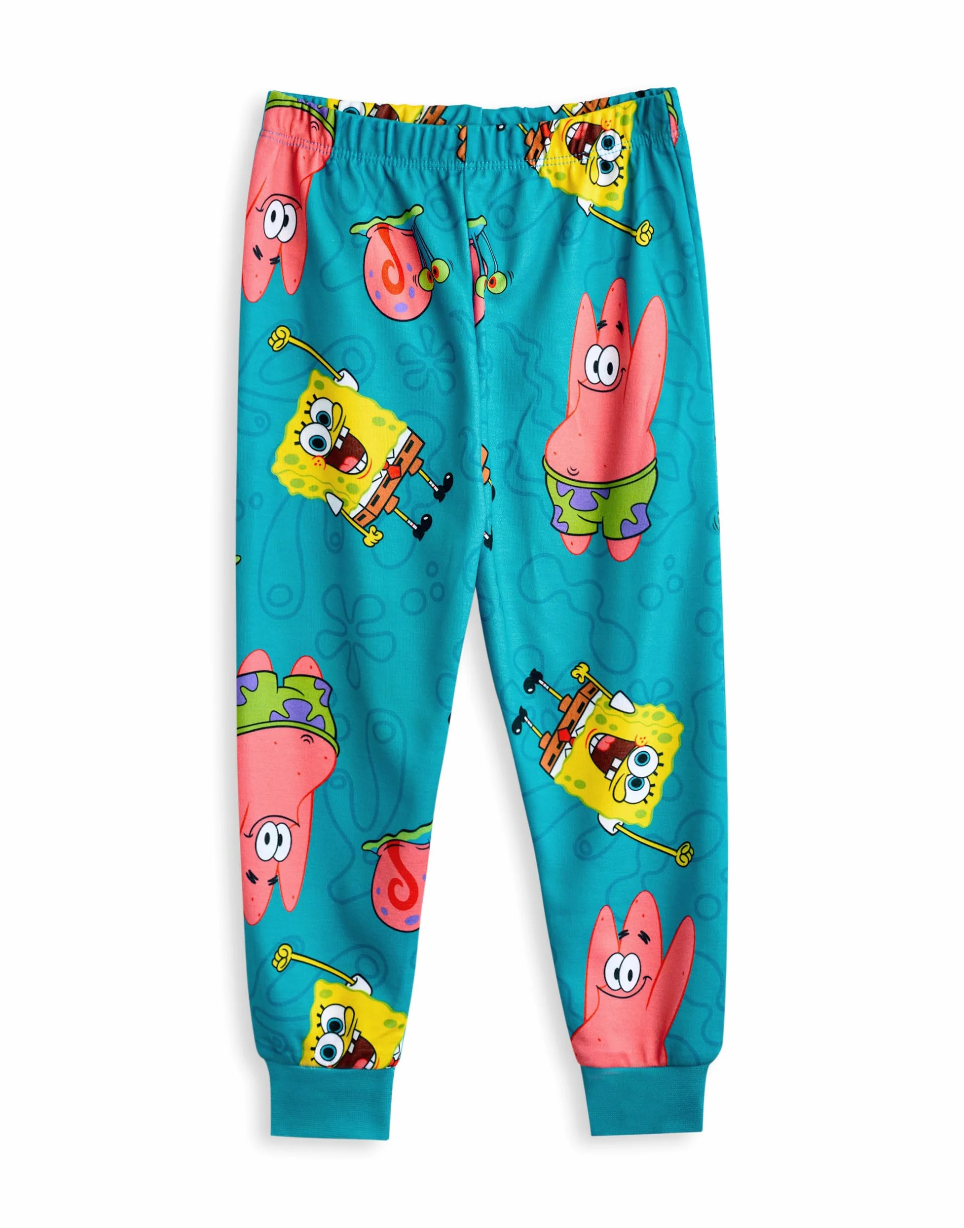 SPONGEBOB SQUAREPANTS Conjunto de Pijama para niños, Paquete de 2 | Camiseta de Manga Larga con gráfico de Personaje en Amarillo y Azul para niño y Pantalones de Pijama de Pernera Larga
