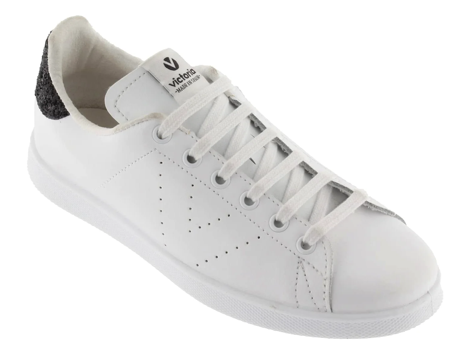 victoria Zapatillas Tenis 1125104 | Piel & Pieza Trasera Glitter & Logotipo Perforado para Niña