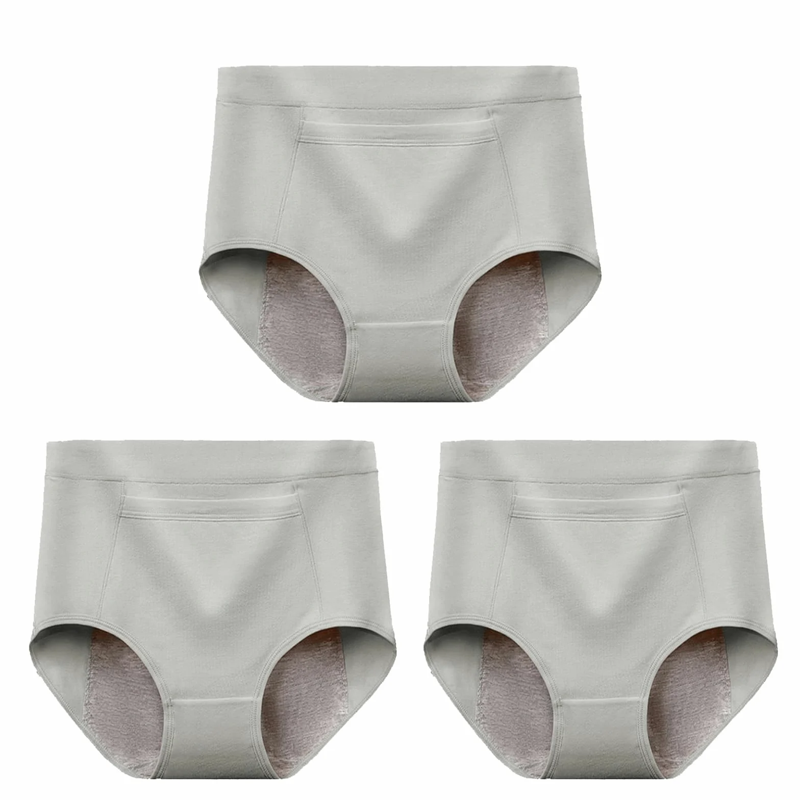 POCHY Tallas Grandes Bragas Braguitas con Bolsillo Algodón Suave Ropa Interior Señoras Calzoncillos Control de Barriga Sin Costuras Calzoncillos Pack 2/3