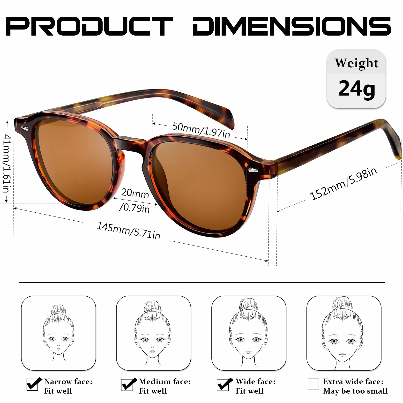 KANASTAL Gafas de Sol Polarizadas Montura TR90-Acetato Protección UV400