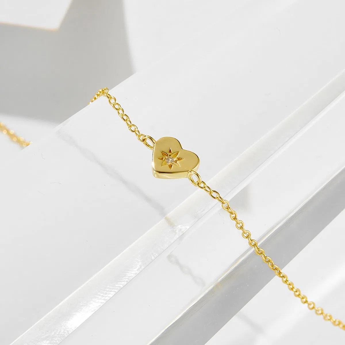 Pulseras de corazón para mujer, oro con diamantes de laboratorio, hechas a mano para mujer, pulseras
