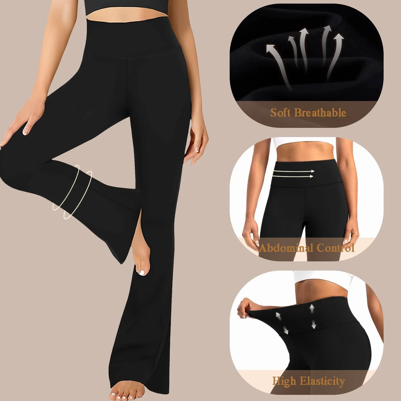 Pantalones de Yoga para Mujer Cintura Alta Pantalones Acampanados Bootcut Yoga Pants Casual Flared Leggings Deportivos Push Up Pantalones de Jazz Trabajo Fitness Entrenamient