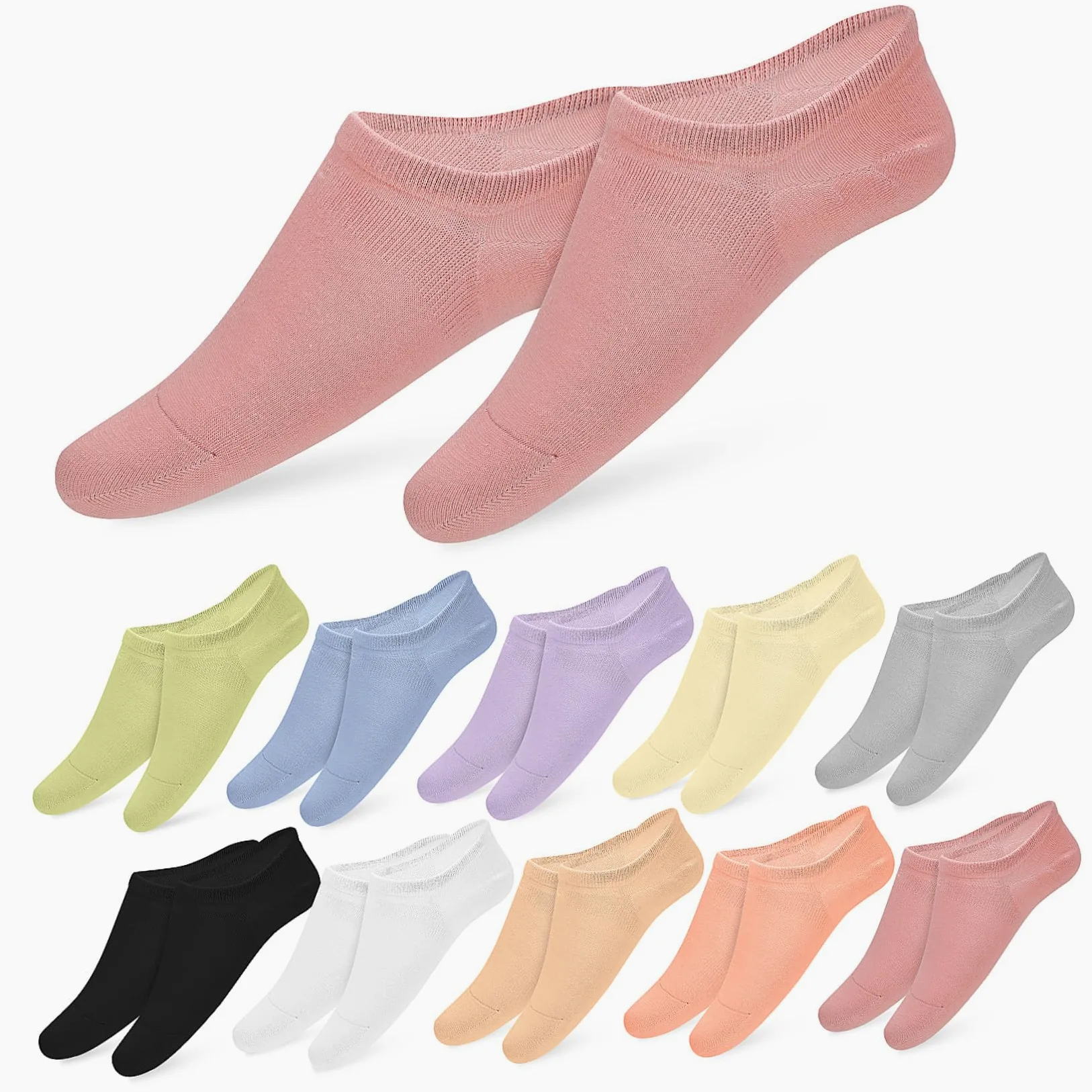 FRCOLOR 12 Pares Calcetines de Algodón para Mujer Transpirables y Absorbentes para Correr y Disfrutar del Trekking Calcetines Tobilleros sin Perfectos y Invisibles