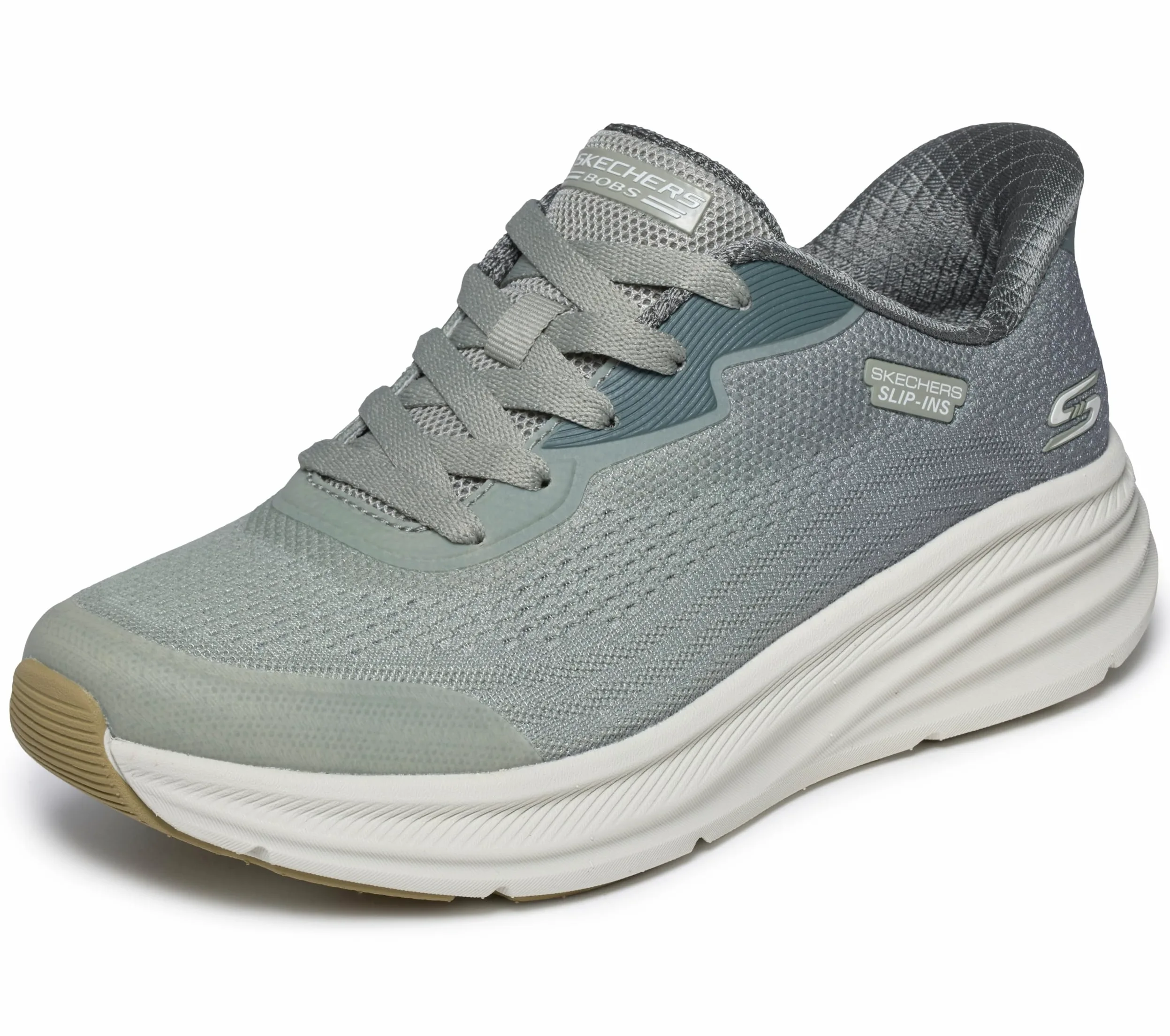 Skechers Mujer Bobs Skillz Airy Stride Slip-In Entrenador | Tenis informales, tecnología Slip-ins, plantilla de espuma viscoelástica, almohadilla para el talón, suela flexible