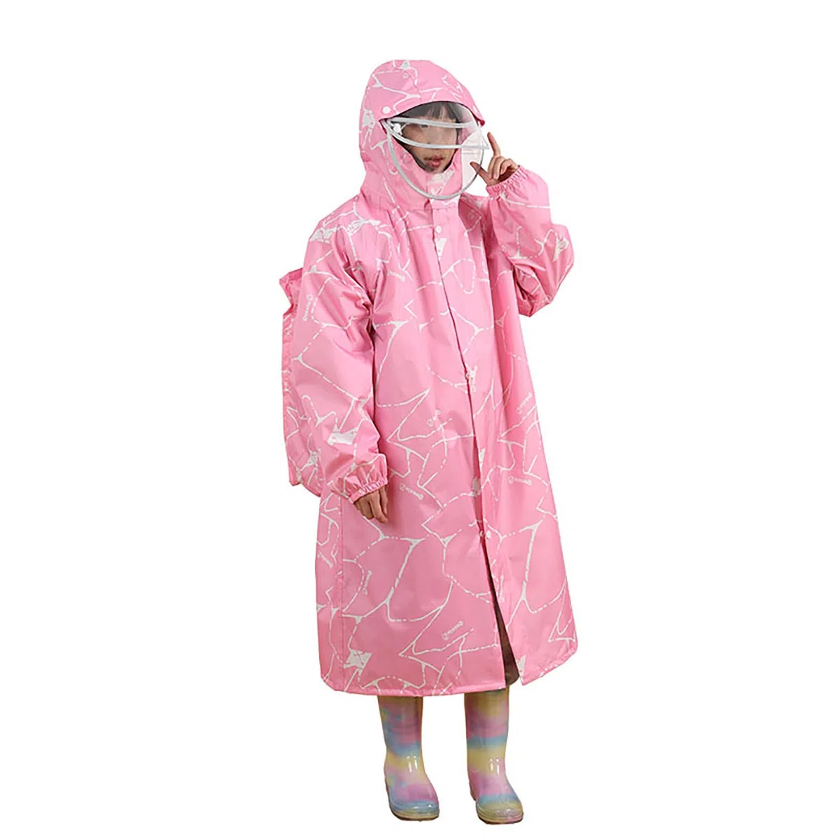 Generisch Poncho de lluvia largo con doble ala para niños, impermeable, chubasquero con capucha, reutilizable para niños y niñas, poncho de lluvia para bicicleta, para senderismo al aire libre