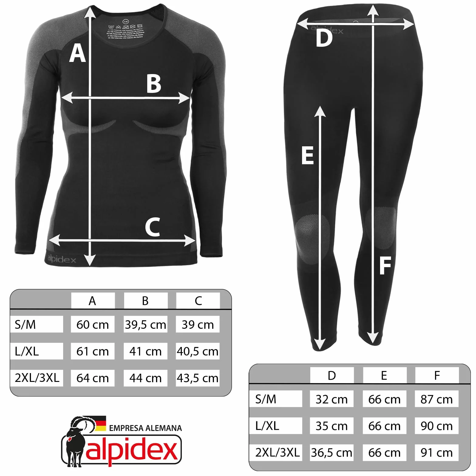ALPIDEX Ropa Interior térmica Mujer cálido Funcional Transpirable esquí Deportes Conjuntos térmicos Invierno otoño