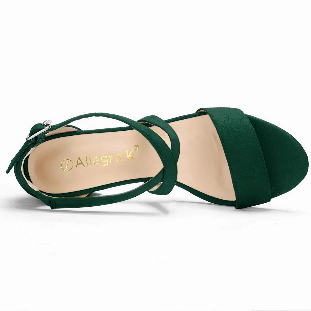 Allegra K Crisscross Ankle Strap Block Heel Sandals Sandalia de tacónMujer