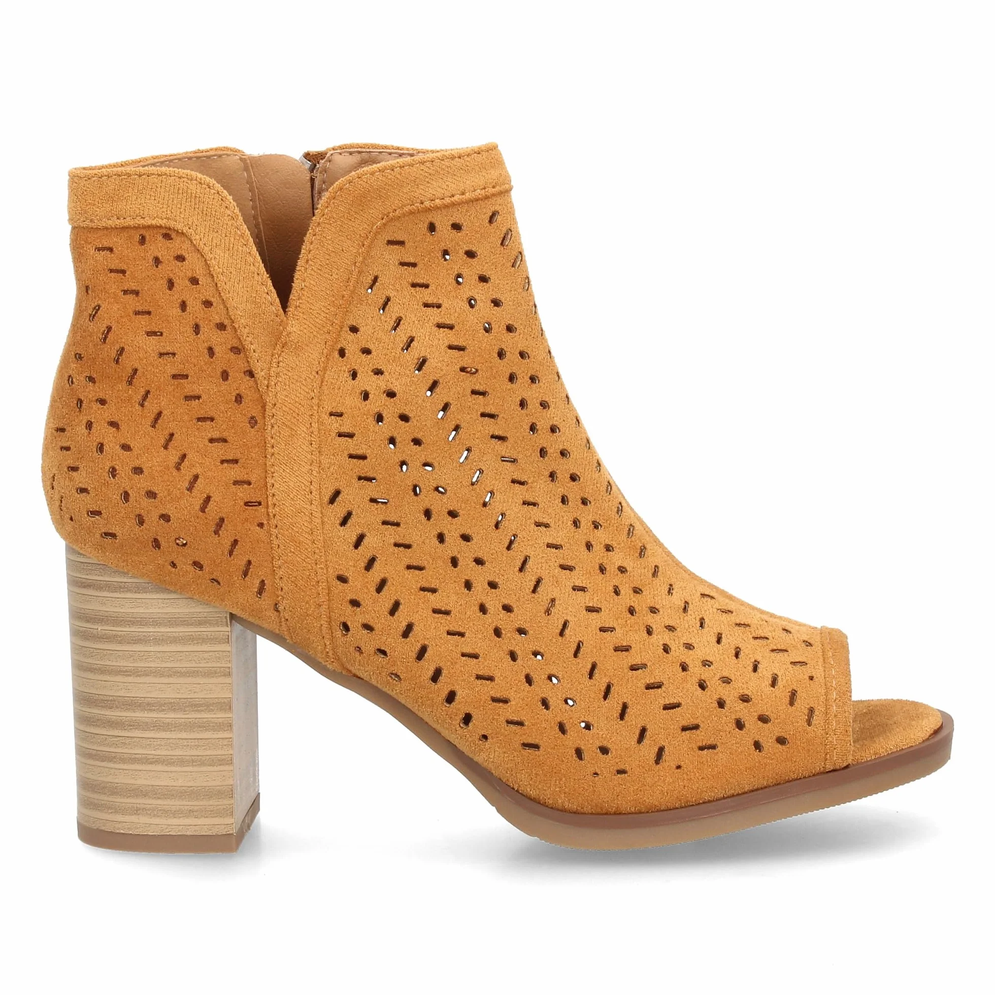 Botin de Tacon para Mujer con Calados Punta Abierta Cremallera Talon Primavera Verano