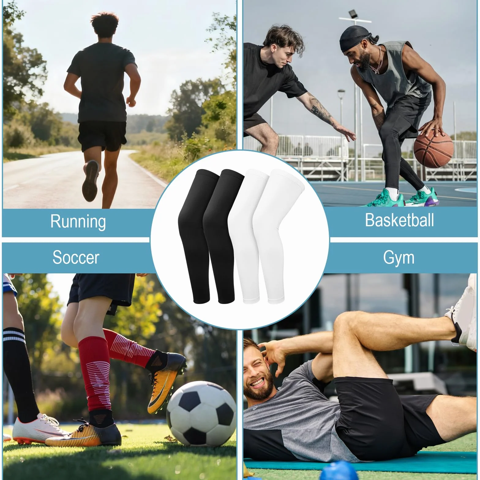 2 pares de calentadores de piernas para hombre, manga de compresión para hombre, protección solar larga, mangas de brazo, mangas de pierna para mujer, ciclismo, rodilleras, bicicleta para hombres y