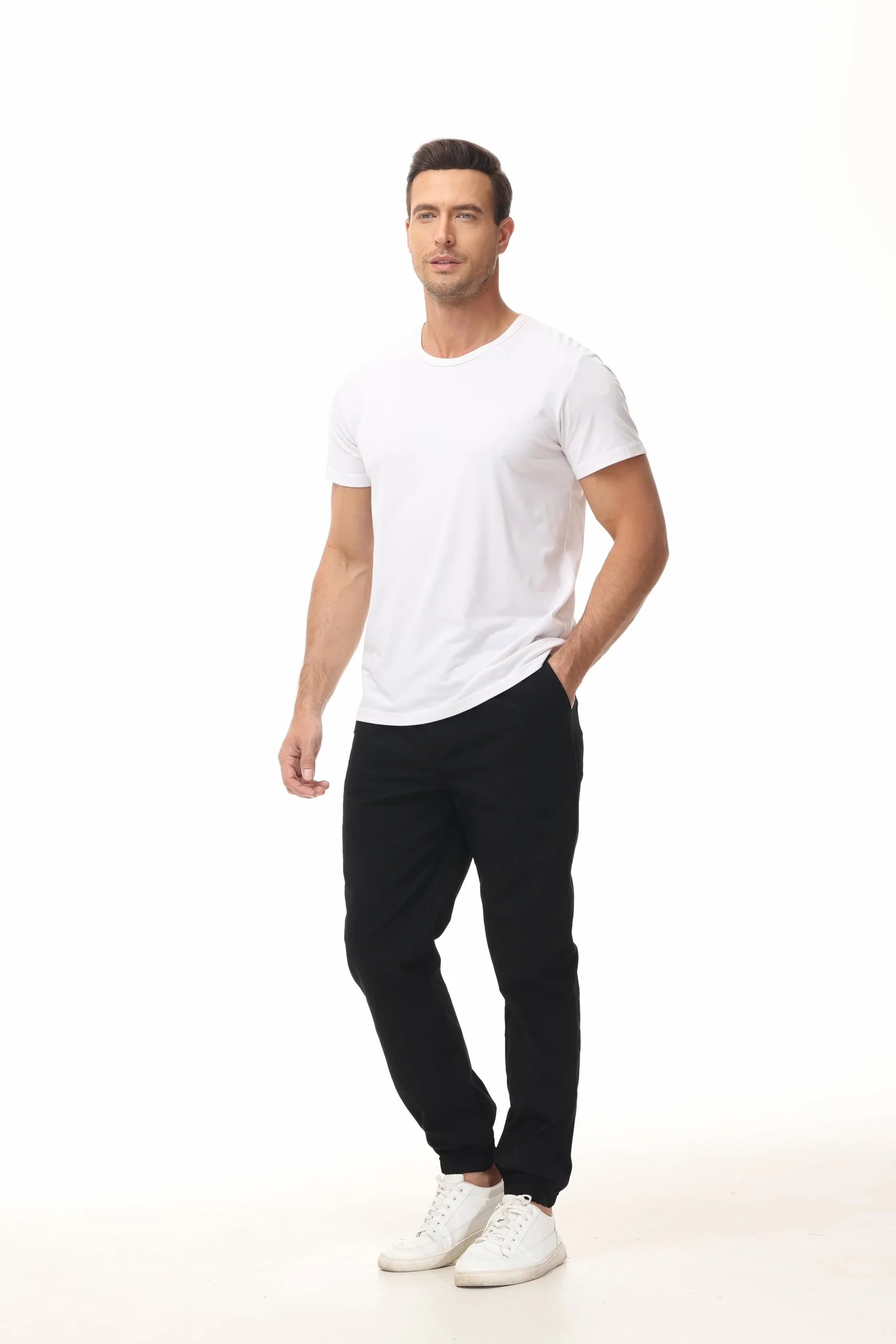 LIUPMWE Pantalones de Trabajo Hombre Casual Elásticos Jogging Pantalón Algodón Slim Fit Cargo Pants con Bolsillos Otoño Inviernos