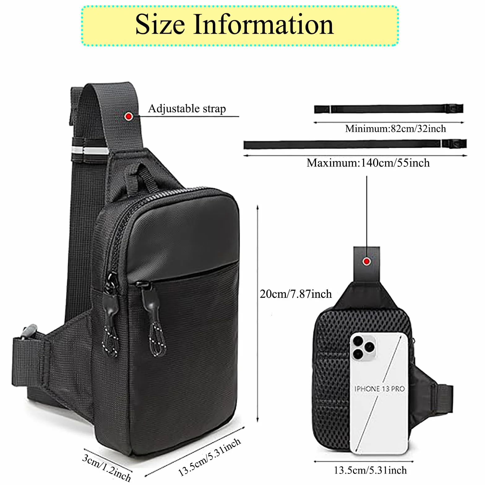 Bolsa Bandolera Hombre,Bolsa Pecho Hombre Pequeña,Mini Mochila Cruzada Hombro,Mini Impermeable Bolsa, Pecho Ligera Bandolera Mochila para Viajar,Correr,Ciclismo