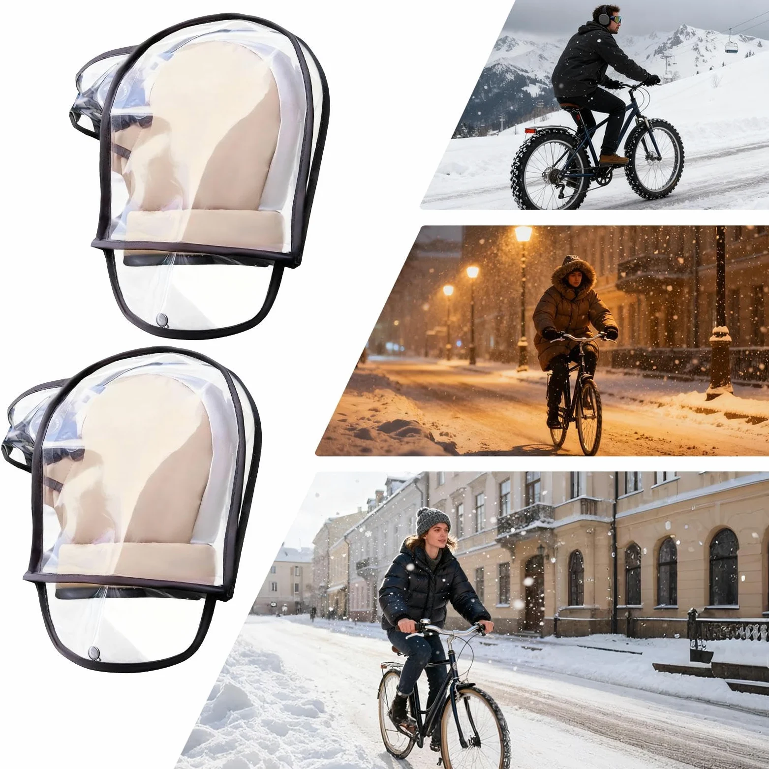 Guantes para manillar de bicicleta, guantes cálidos para manillar de bicicleta, funda térmica para manillar de bicicleta, para ciclismo de invierno, desplazamientos diarios, motos de nieve y
