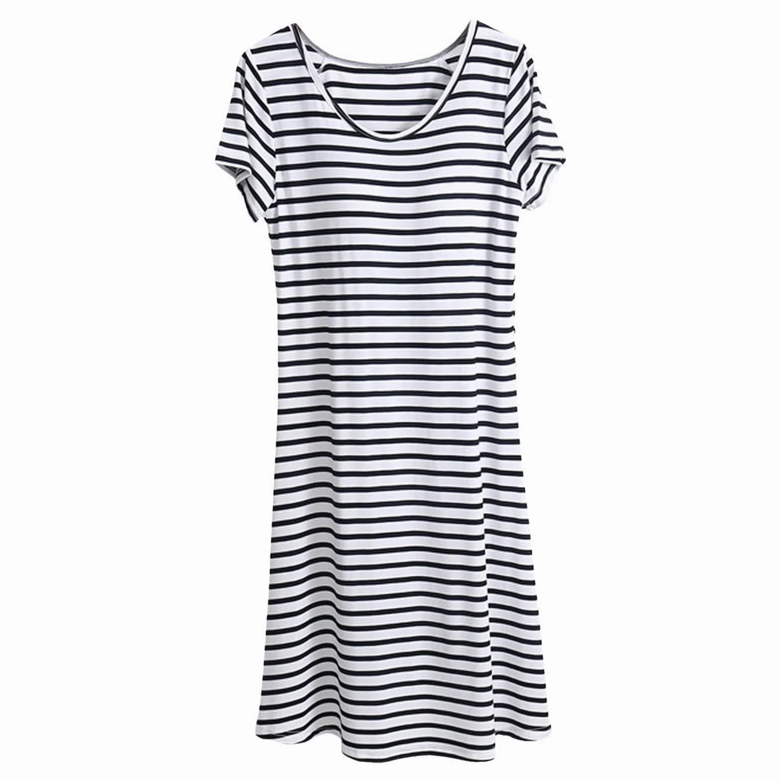 Camisón Mujer Manga Corta Algodón Negligee Mujer Algodón Talla Grande | Negligee - Vestido de noche de verano de manga corta, color liso, elegante, holgado, informal, pijama