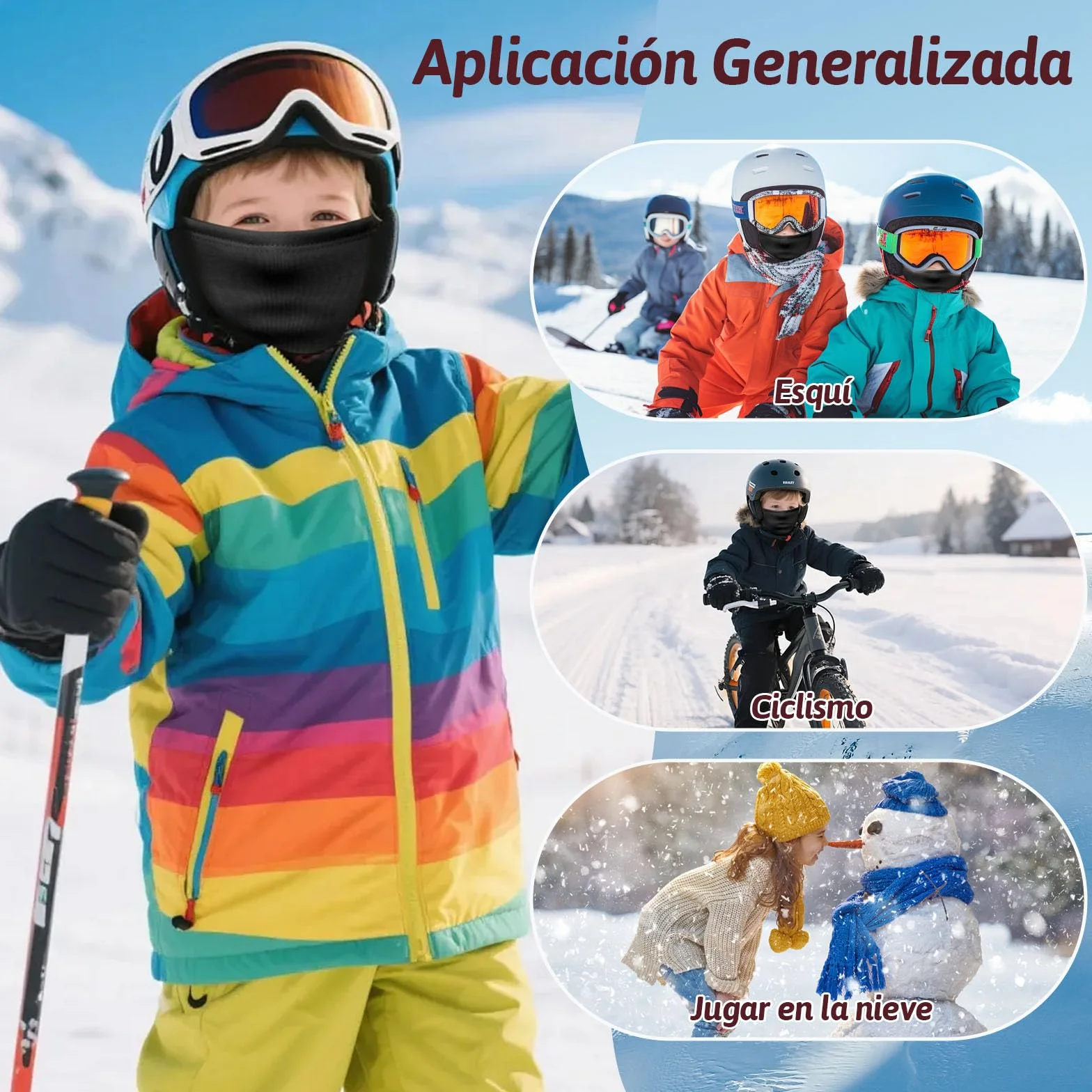 ZOCONE Pasamontañas Térmico Invierni Niños Forro Polar Balaclava Moto Esquí Ciclismo