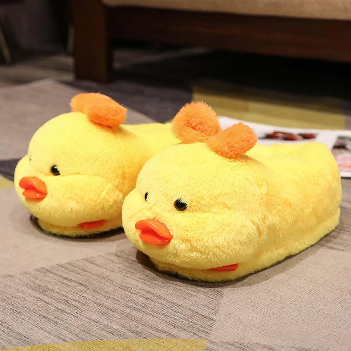 Pantuflas para mujer, diseño de animales de dibujos animados con tacones acolchados, para invierno, cálidas, para interiores