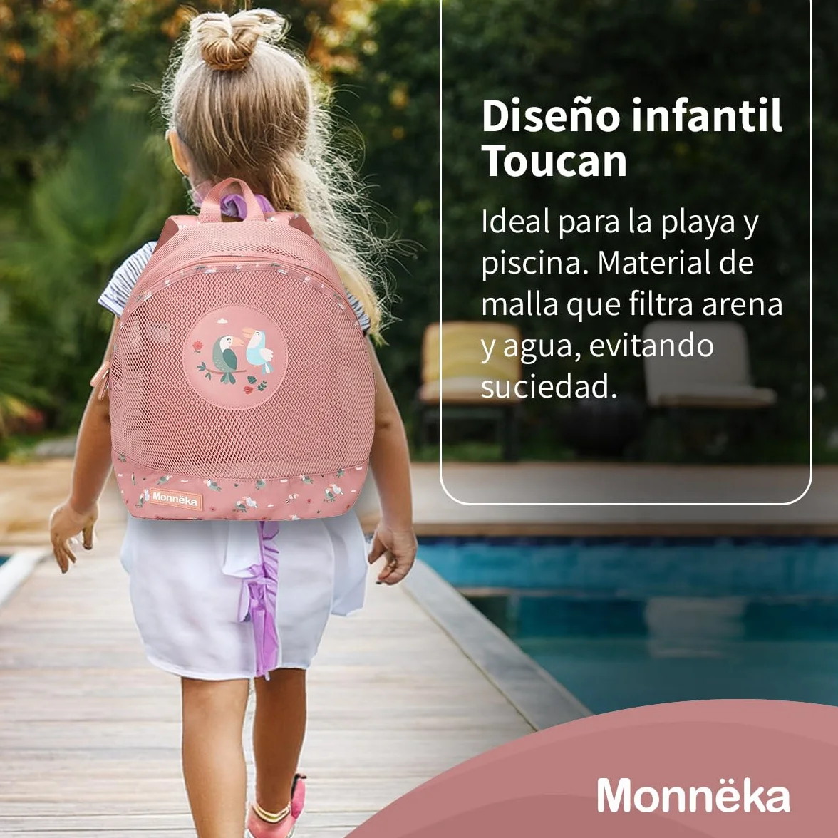 Mochila Antiarena | Ligera y transpirable | Secado rápido | Tirantes ajustables y acolchados | Ideal para toallas y juguetes de playa | toucan