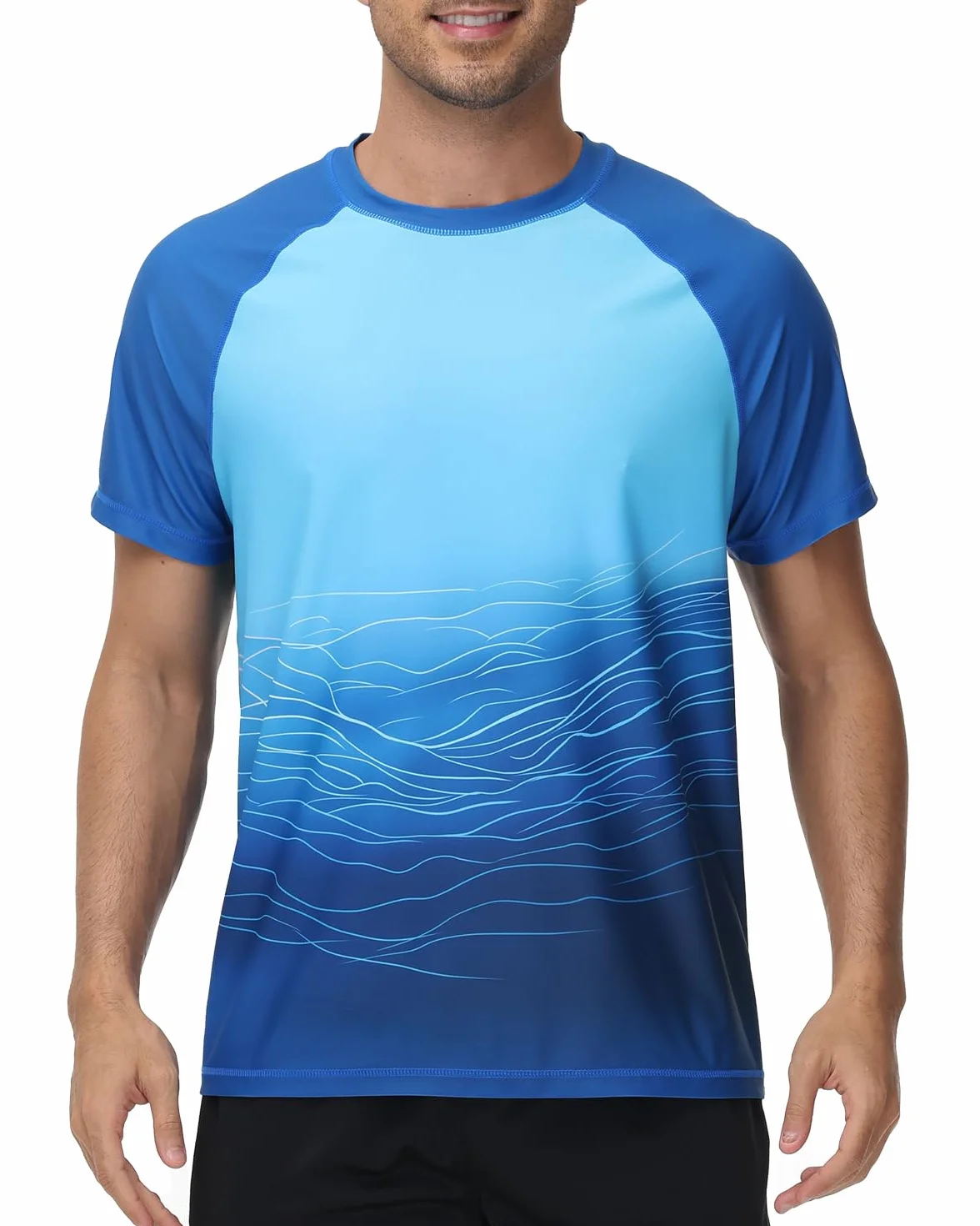 VAYAGER Camiseta de natación de manga corta para hombre, protección solar UPF 50+, de secado rápido, para agua, playa, protección solar