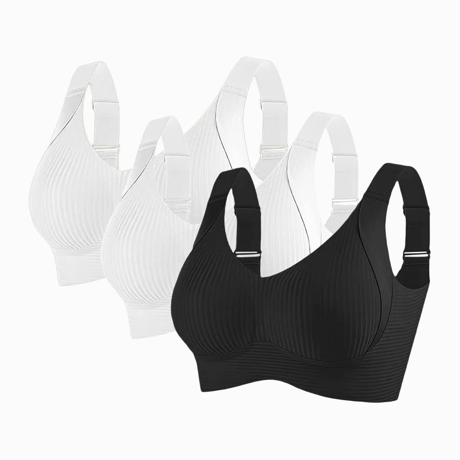 Sujetadores Confort para Mujer UK Deportes Push Up Sin Costuras Paquete de 3 Inalámbrico Acanalado Pechos Grandes Caídos Tops para Mujer Mayor Soporte Deportivo Levantamiento Comodidad Ajustable Alto