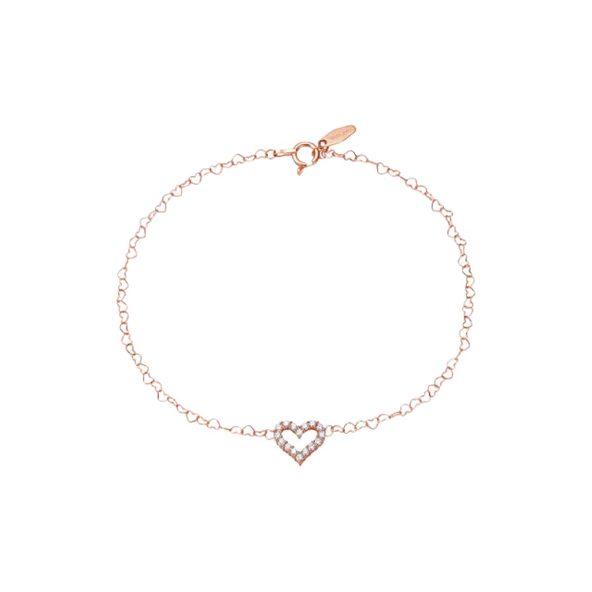 Pulseras de oro rosa para mujer, con forma de corazón, diamantes de 0,14 quilates, pulsera de corazón para mujer