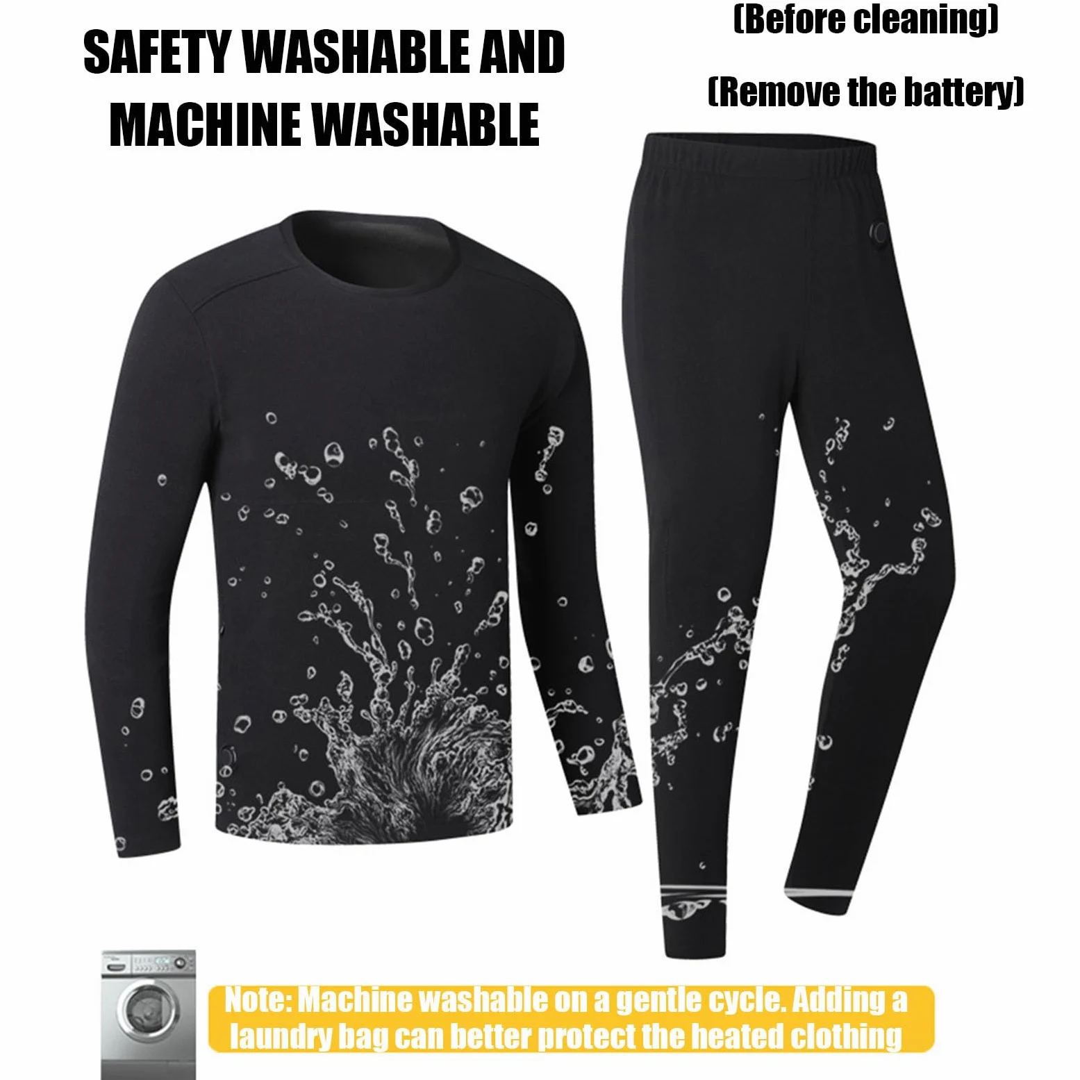 Conjunto de Ropa Interior Térmica para Mujer: 42 Zonas de Calor Camiseta y Pantalón con Calefacción Eléctrica para Actividades Invernales