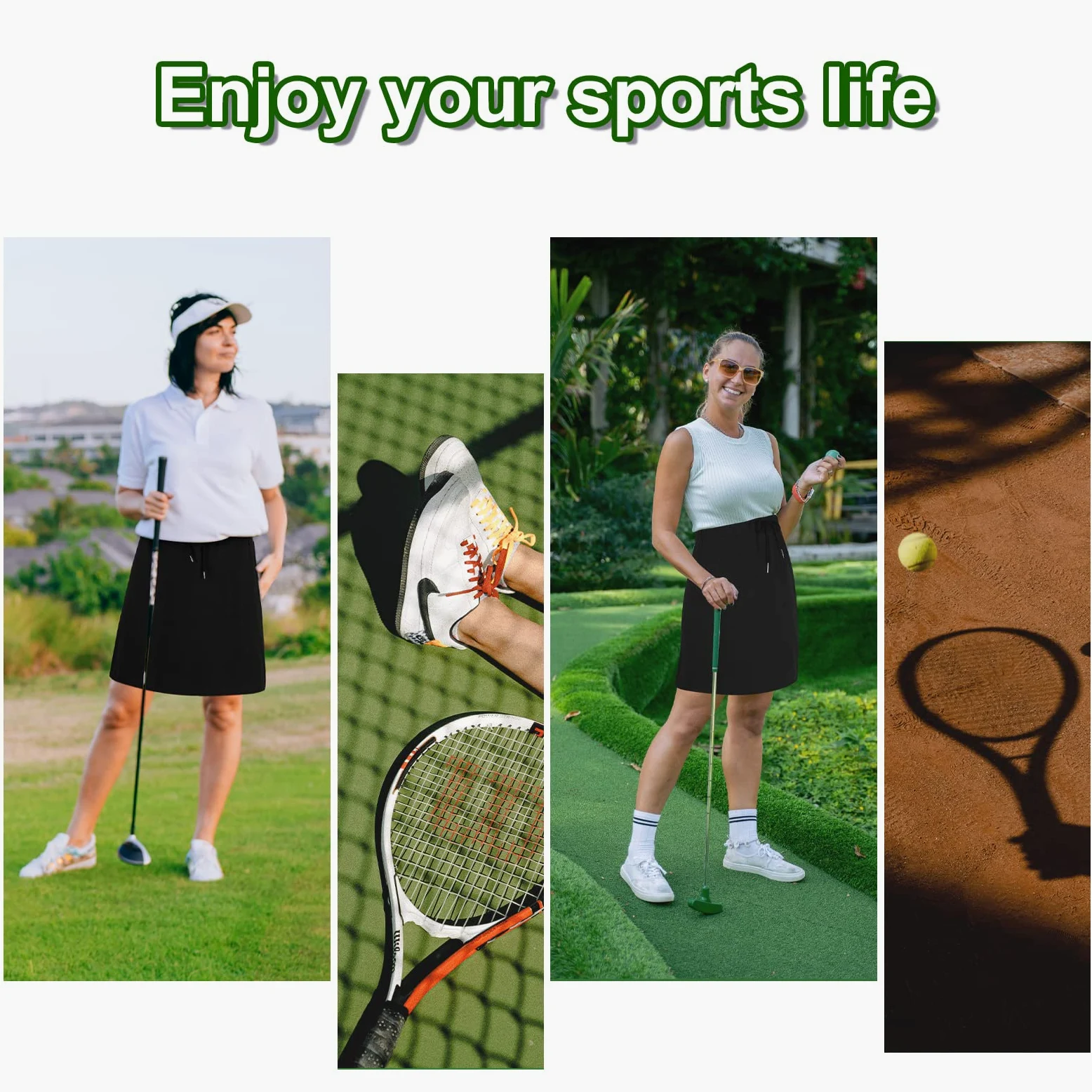 American Trends Falda pantalón para mujer con bolsillos, falda atlética, longitud hasta la rodilla, falda con cordón en la cintura, falda de tenis y golf