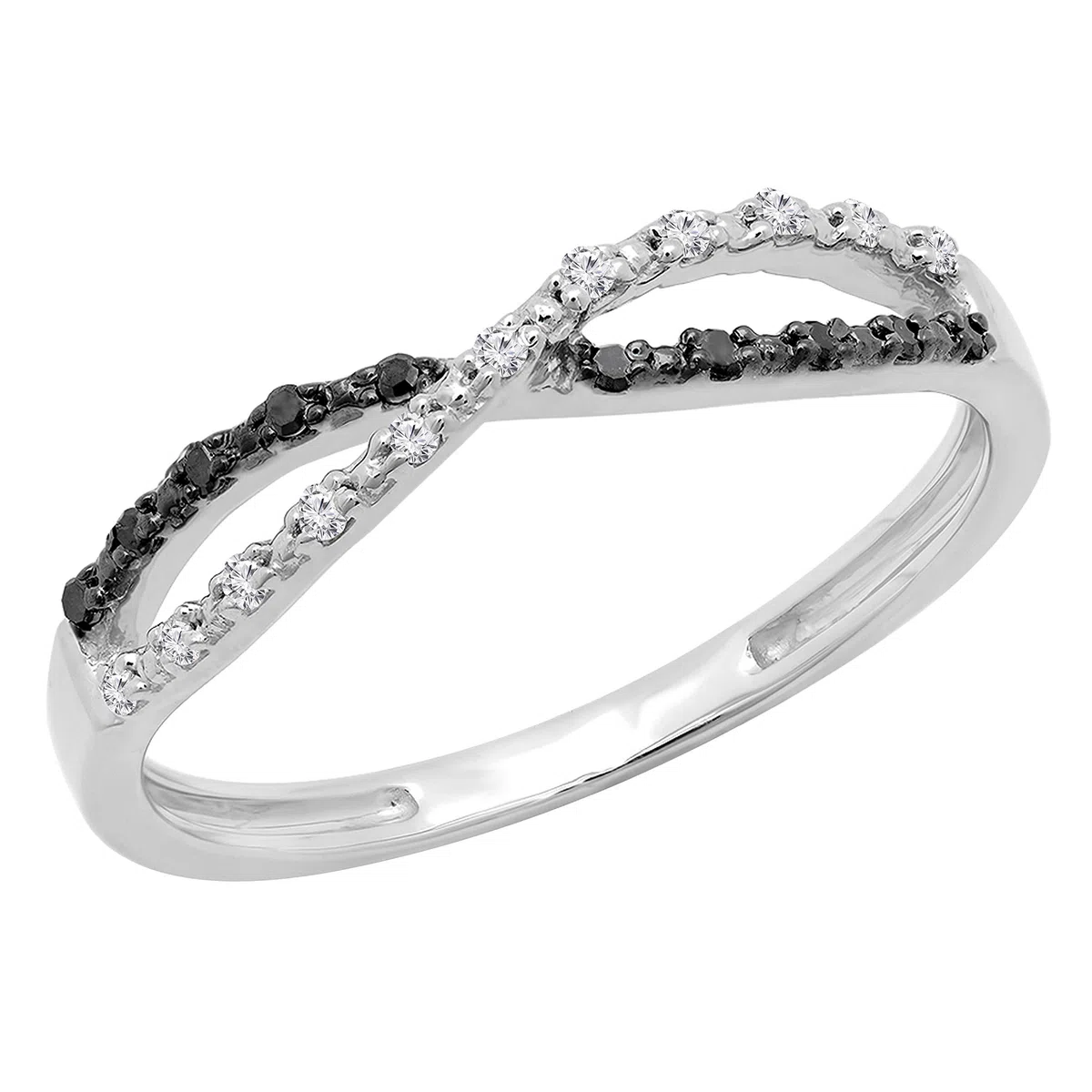 DazzlingRock Collection 10 quilates oro blanco redonda Black IJ diamanre negro