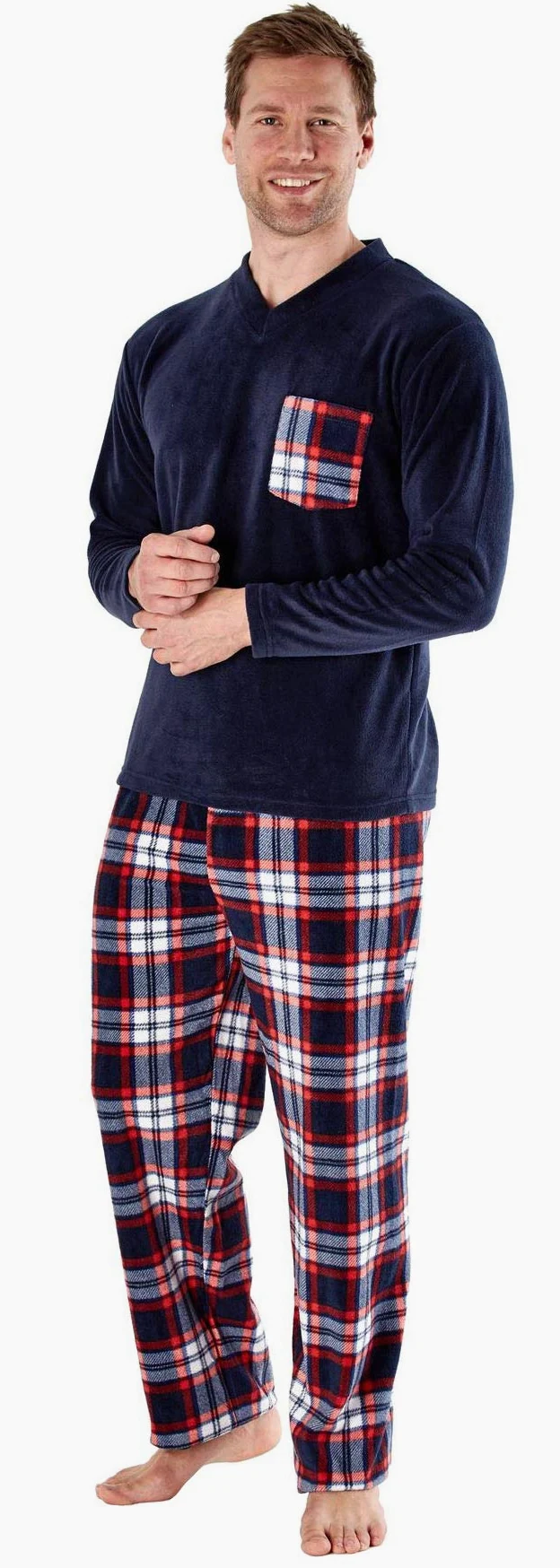 i-Smalls Pijama inverso para hombre, forro polar, manga larga, ropa de dormir