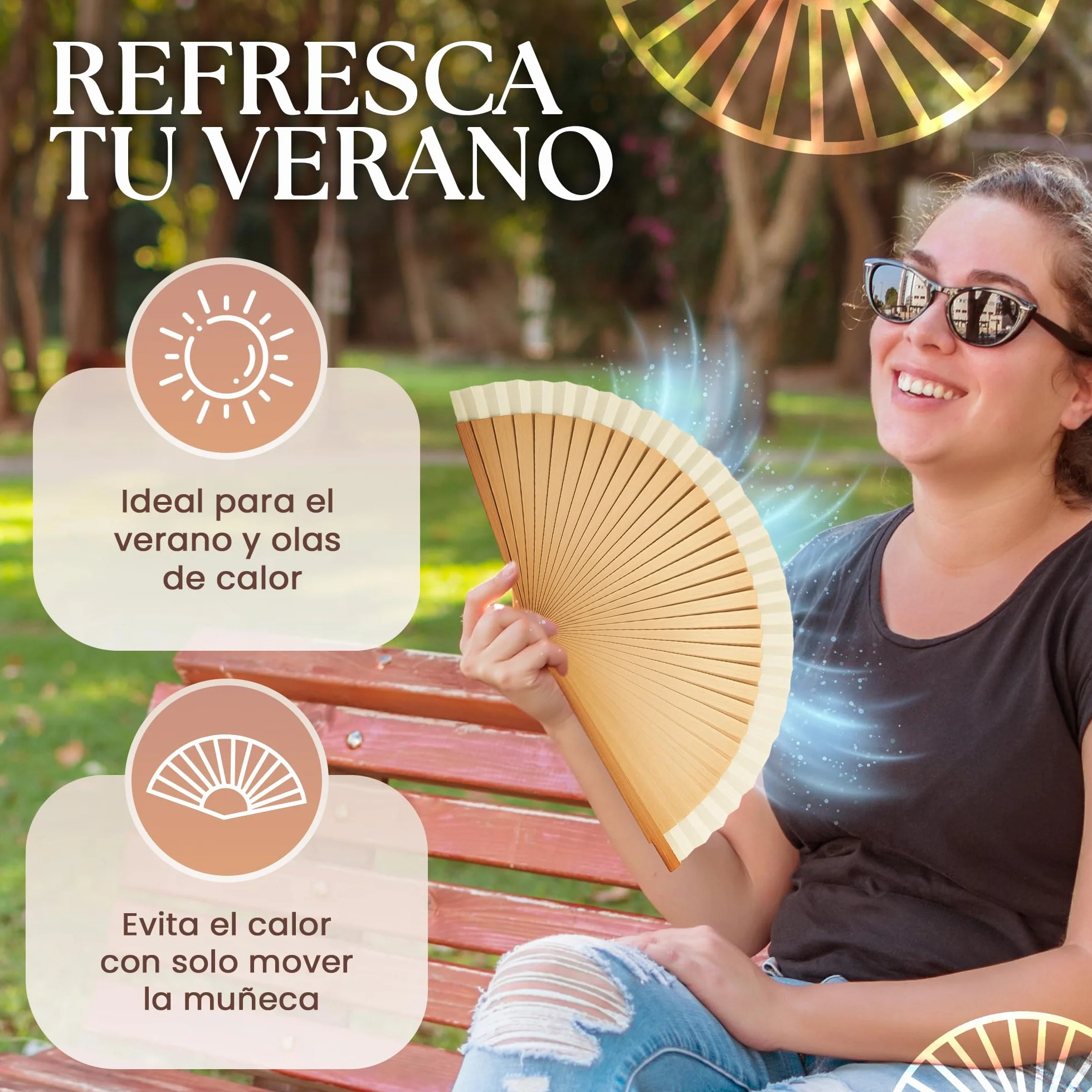 Abanicos de madera original españoles pequeño para bodas hombre y mujer