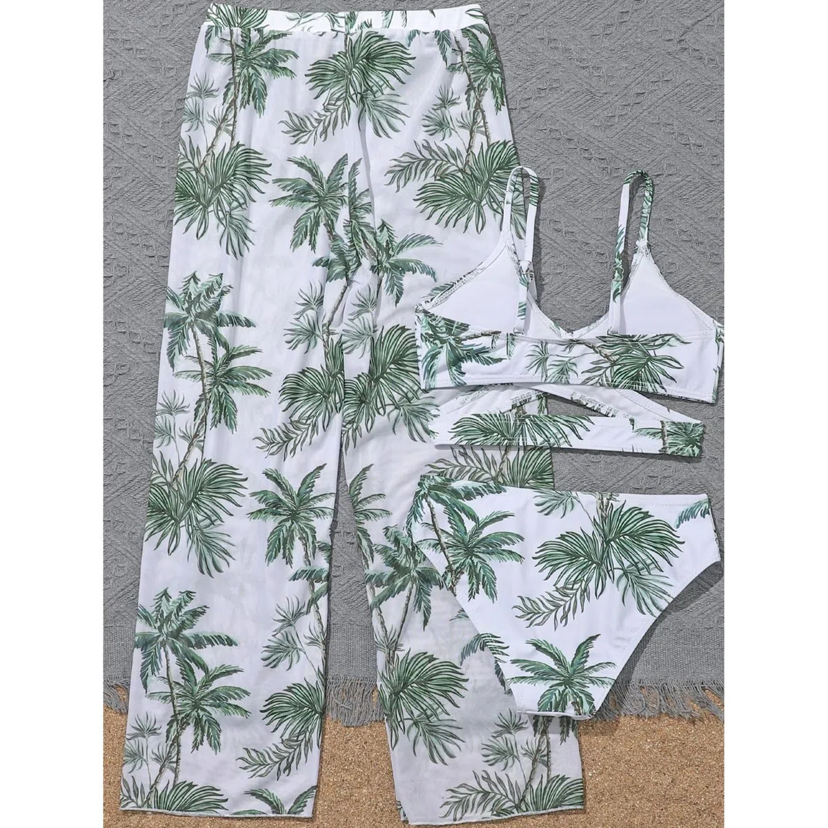 Generisch Swim Shirtgirls - Bañador de 3 piezas para niñas, bonito bikini con estampado floral y pantalones largos, traje de baño para